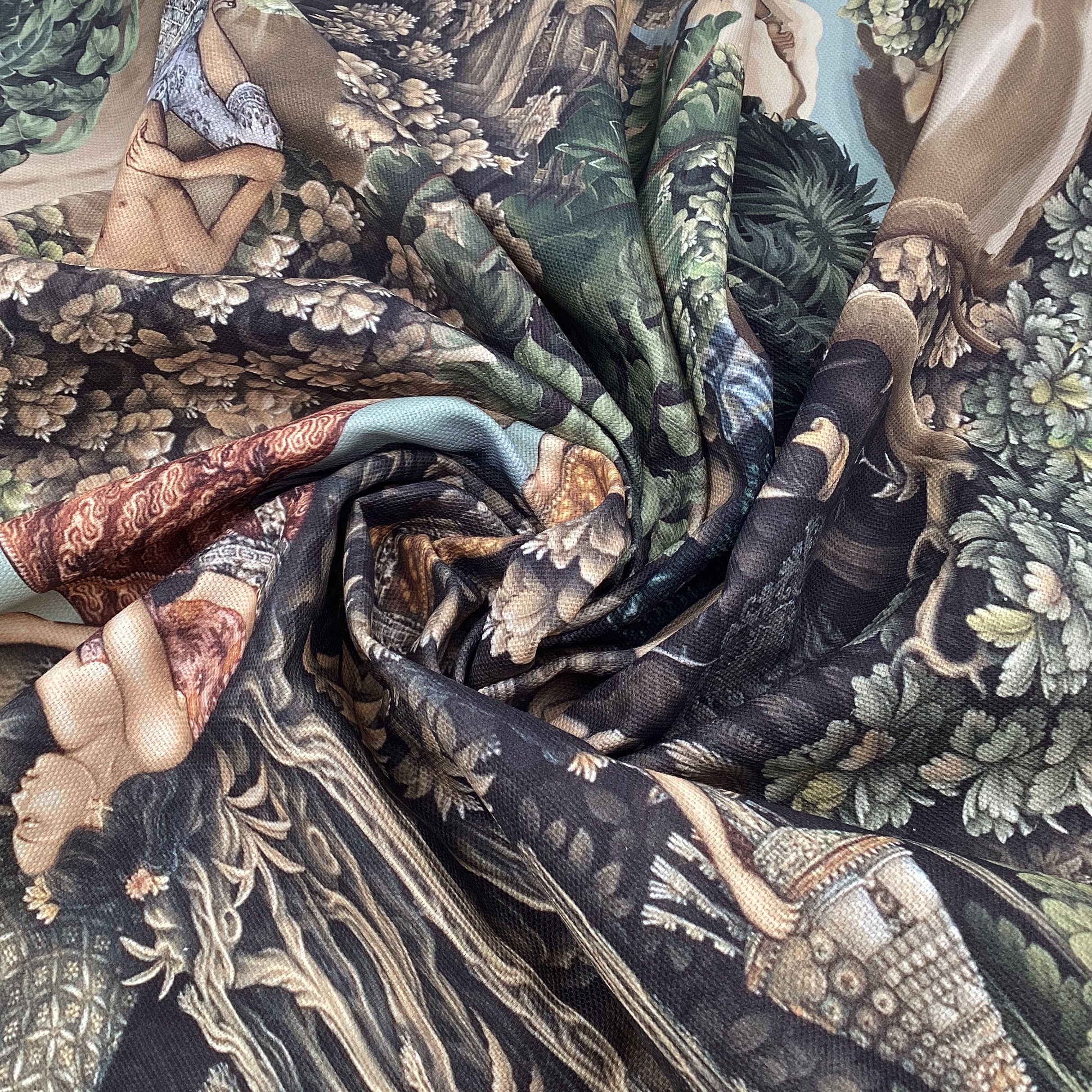 Printed half panama fabric per meter 100% cotton SUSIL 1 DARK