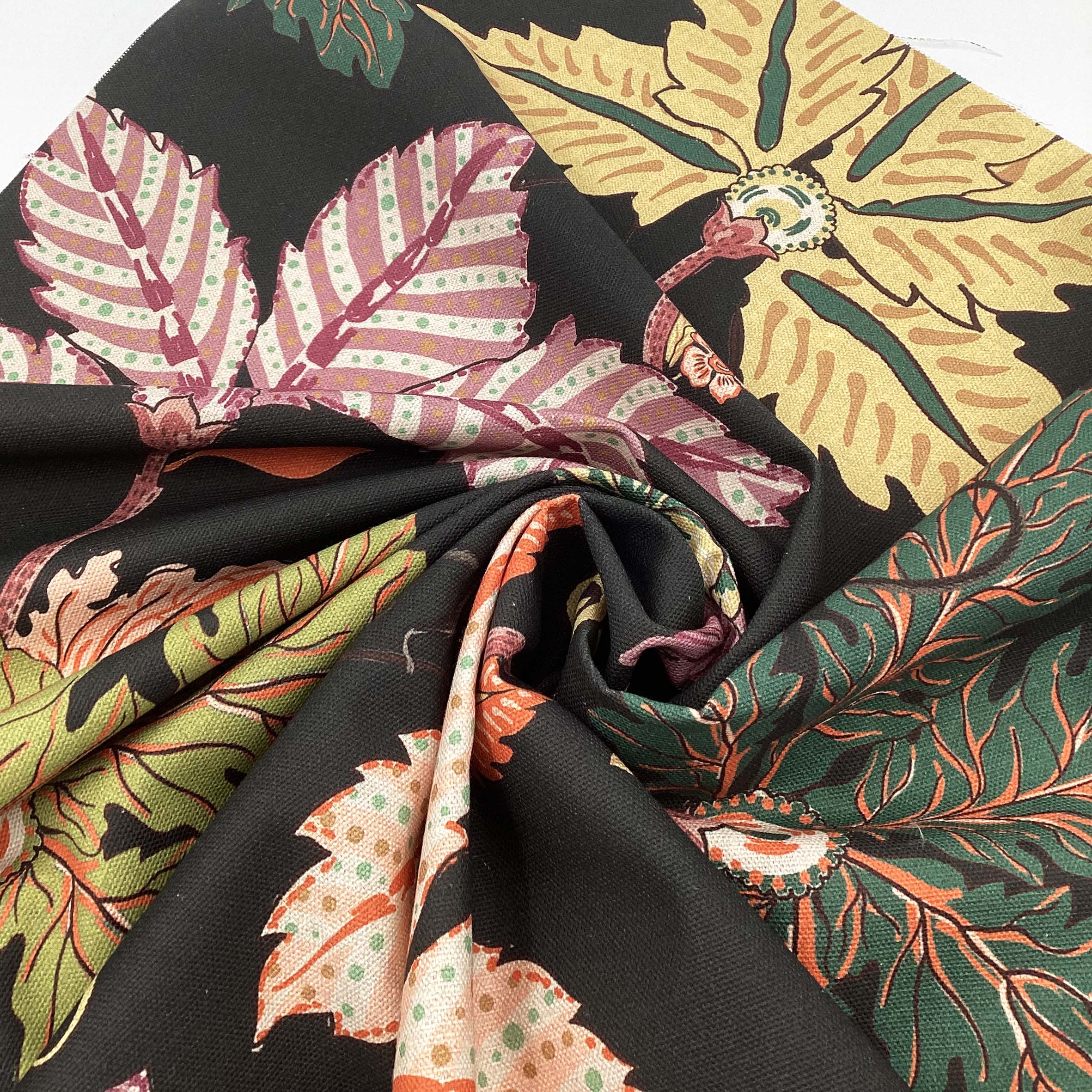 Printed half panama fabric per meter 100% cotton WINDA 1 DARK