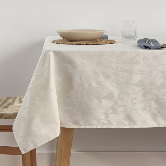 Acacia jacquard stain resistant tablecloth 2342 Raw