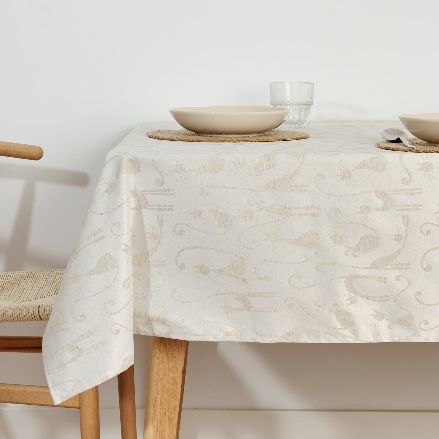 Mantel antimanchas jacquard Acacia 2342 Lino