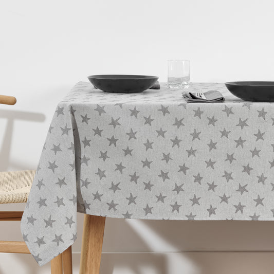 Alamo 3778 Pearl Gray Jacquard Stain-Resistant Tablecloth