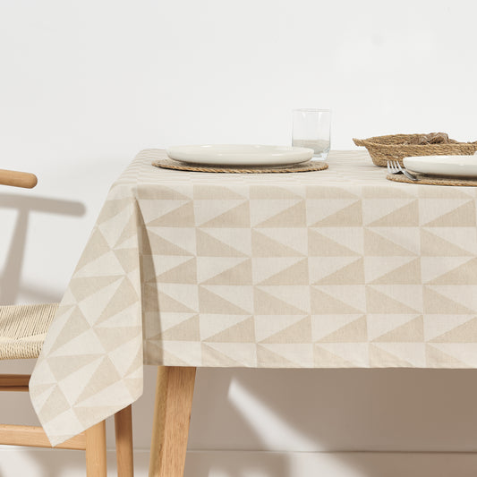 Alamo 3780 Beige jacquard stain-resistant tablecloth