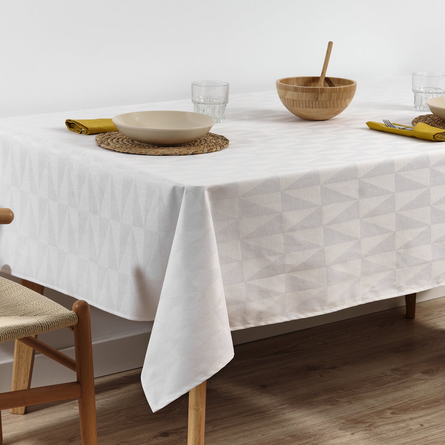 Alamo 3780 White Jacquard Stain-Resistant Tablecloth