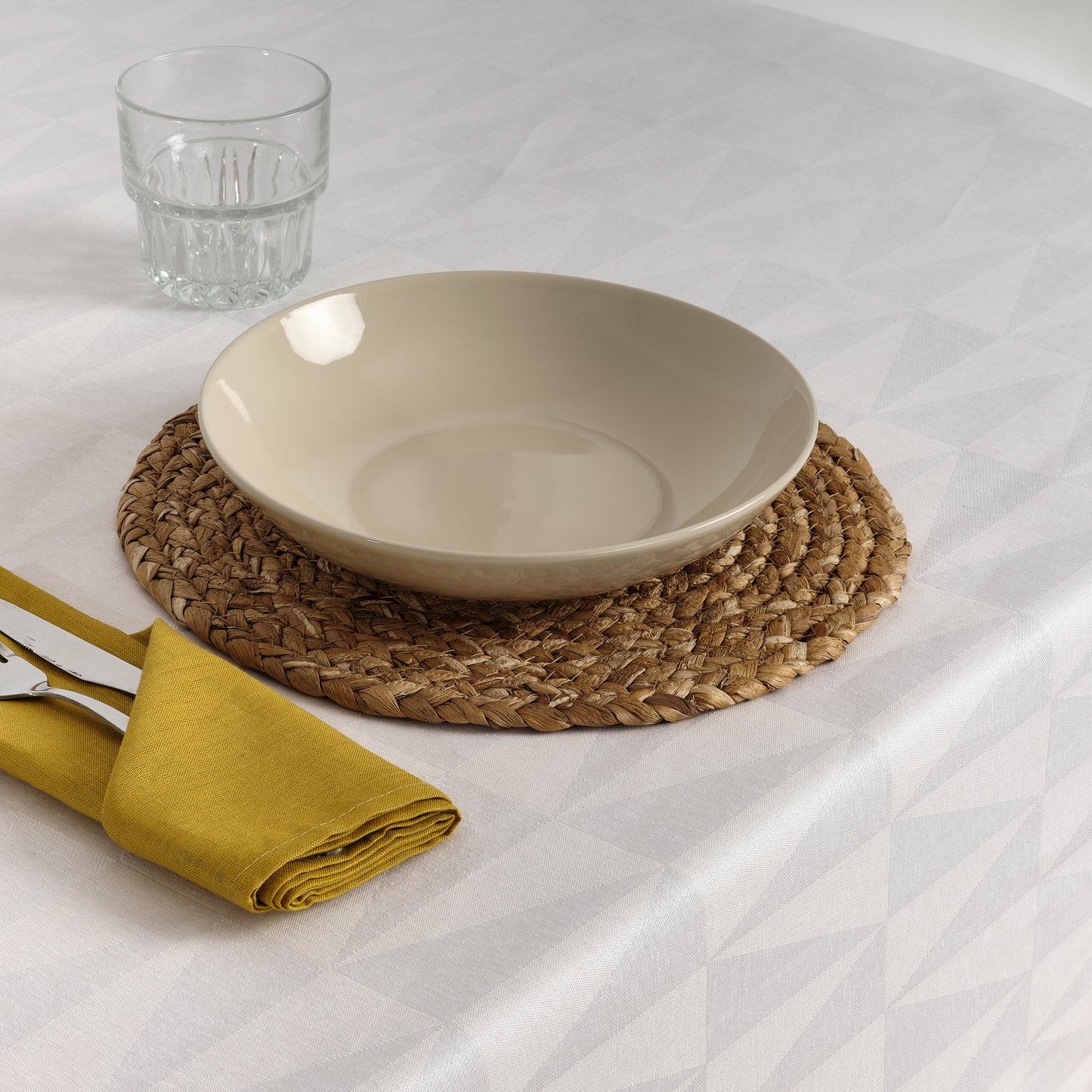 Alamo 3780 White Jacquard Stain-Resistant Tablecloth