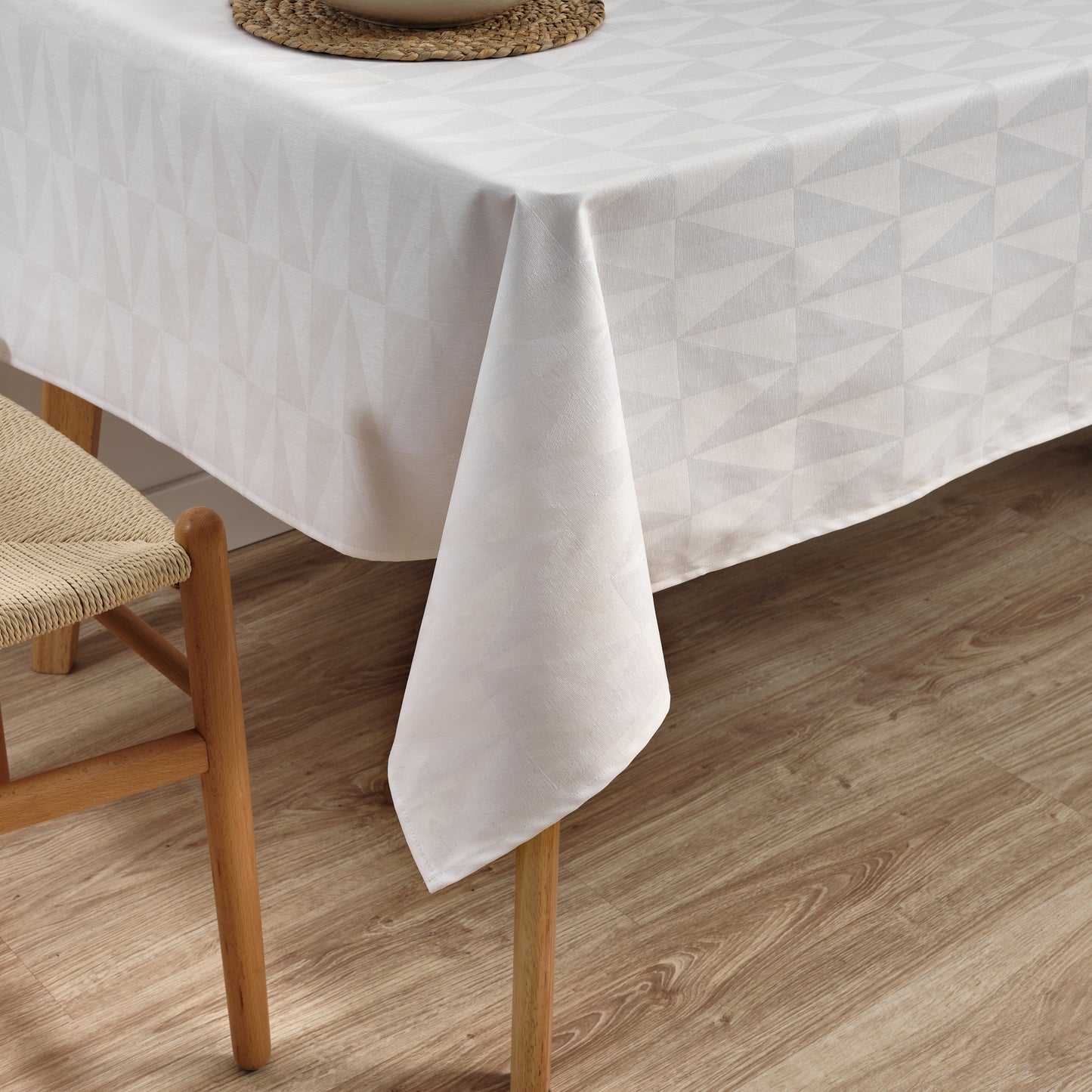 Alamo 3780 White Jacquard Stain-Resistant Tablecloth