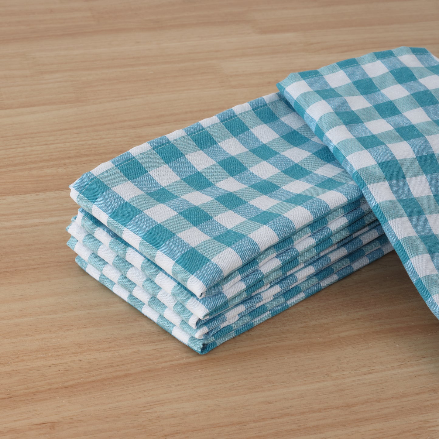 Lot de 6 serviettes Vichy bleu clair - 45x45 cm