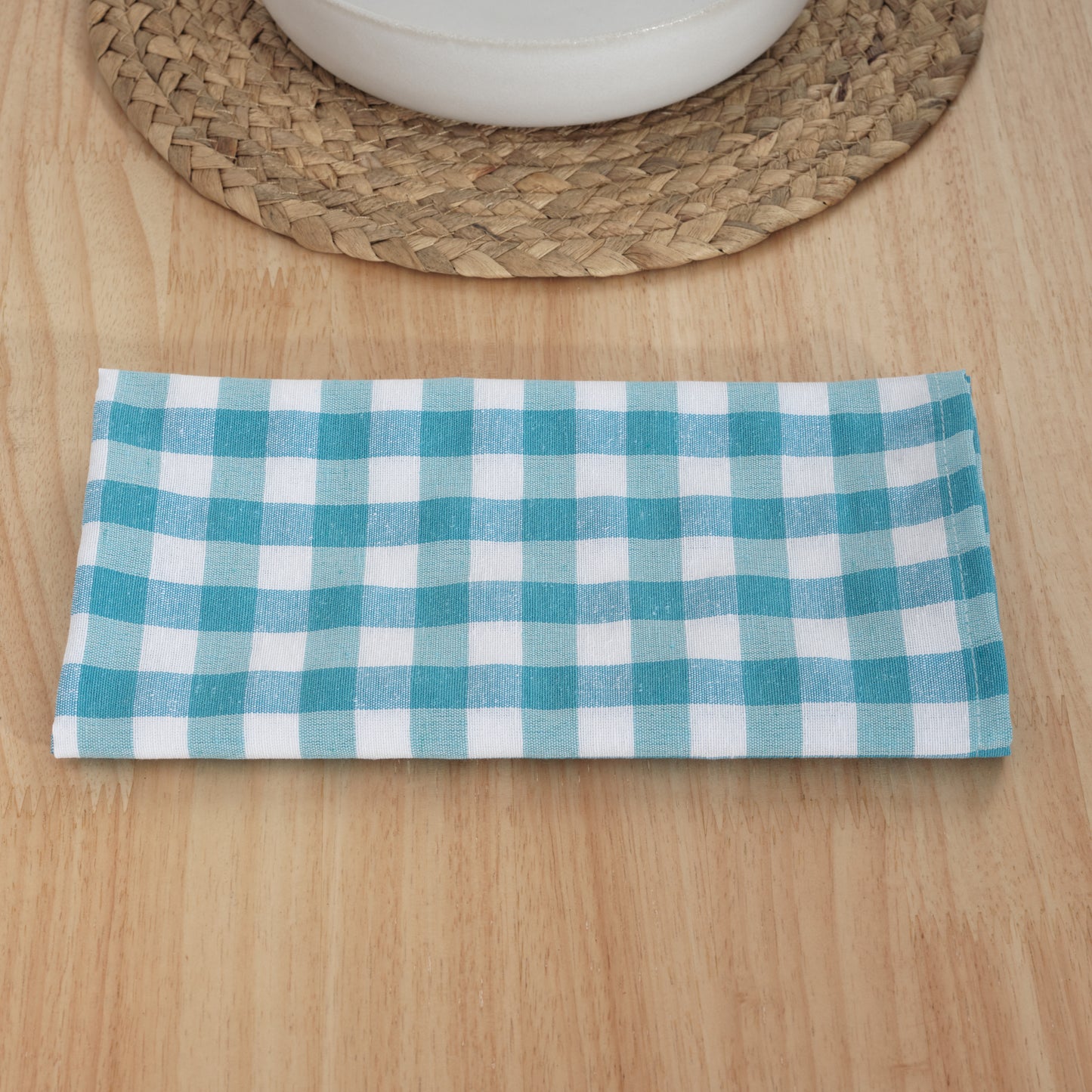 Lot de 6 serviettes Vichy bleu clair - 45x45 cm