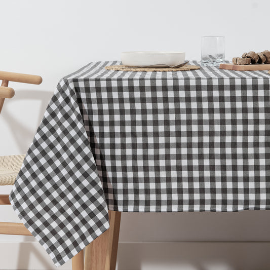 Vichy waterproof stain-resistant tablecloth Dark Grey fabric touch