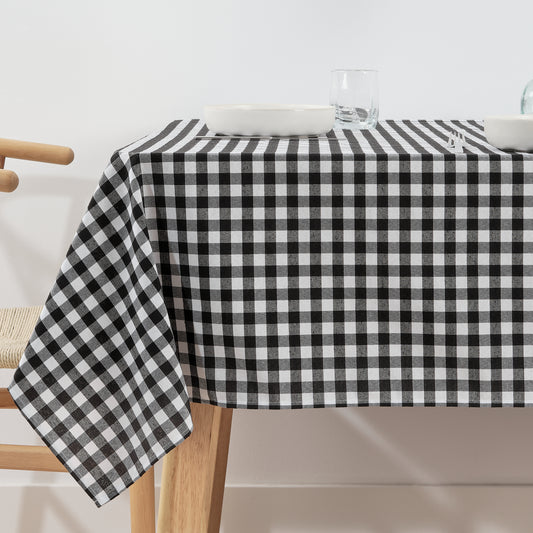 Nappe Vichy imperméable antitache Toucher tissu noir