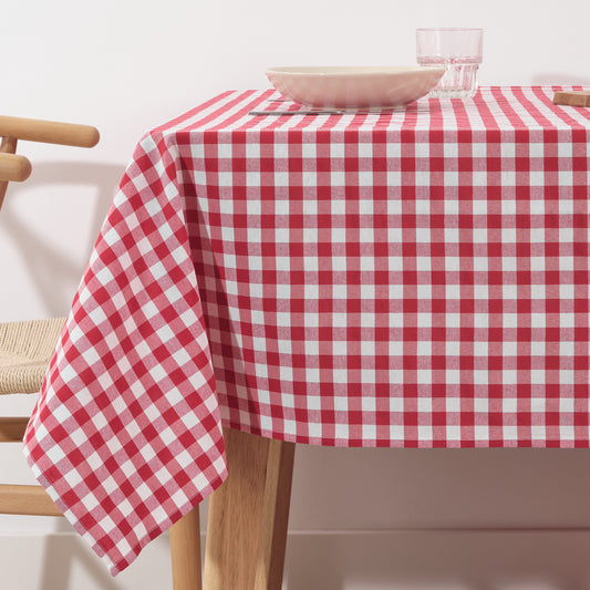 Vichy waterproof stain-resistant tablecloth Red fabric touch