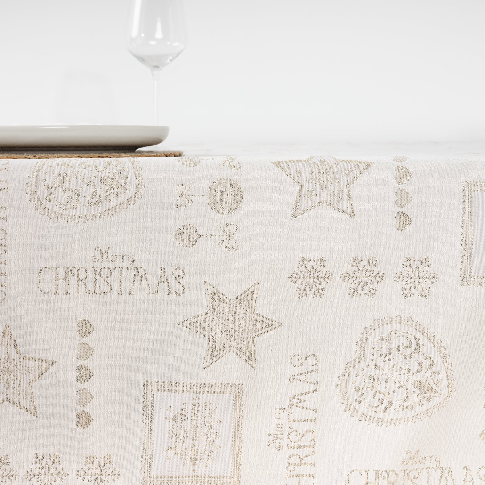 Nappe en tissu jacquard fil doré PSC4732A