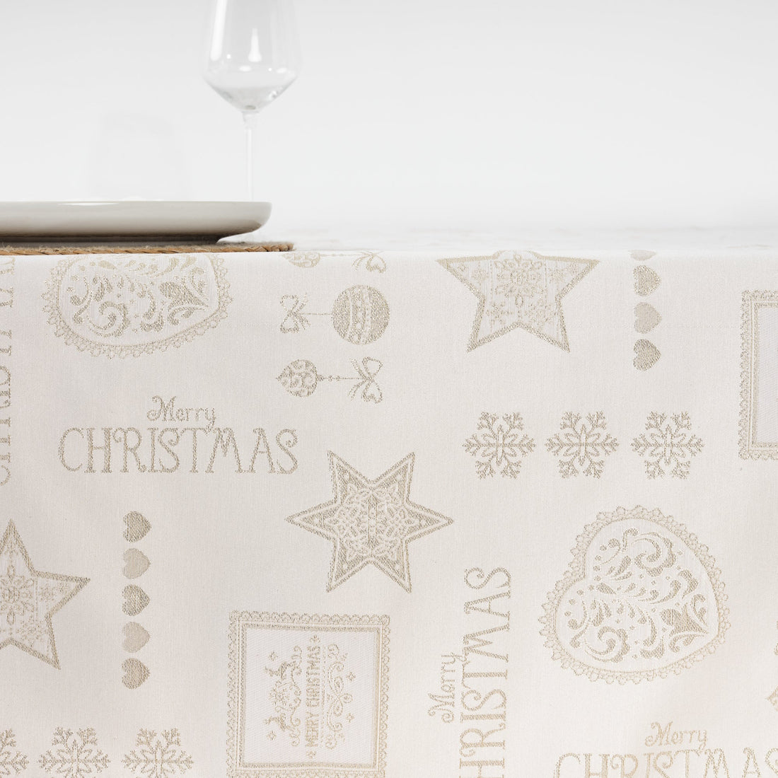 Nappe en tissu jacquard fil doré PSC4732A