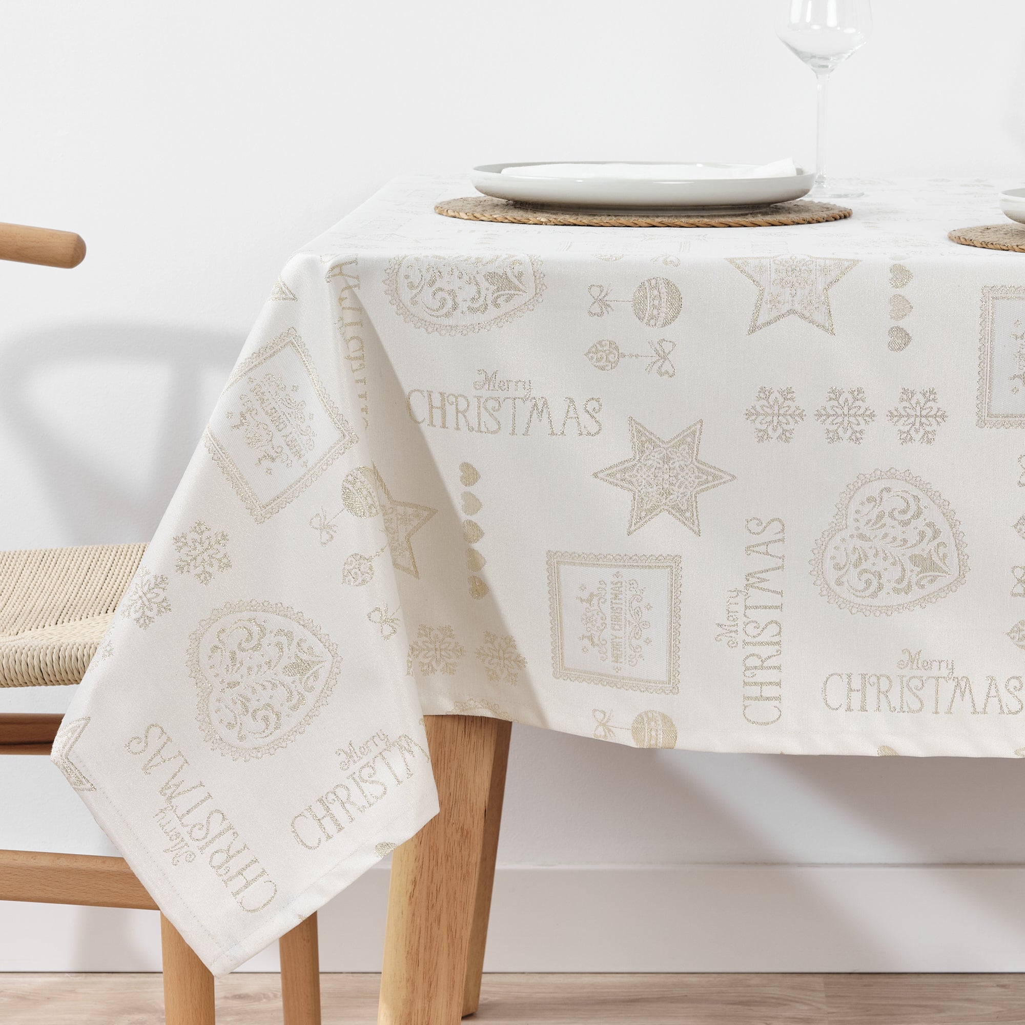 Nappe en tissu jacquard fil doré PSC4732A