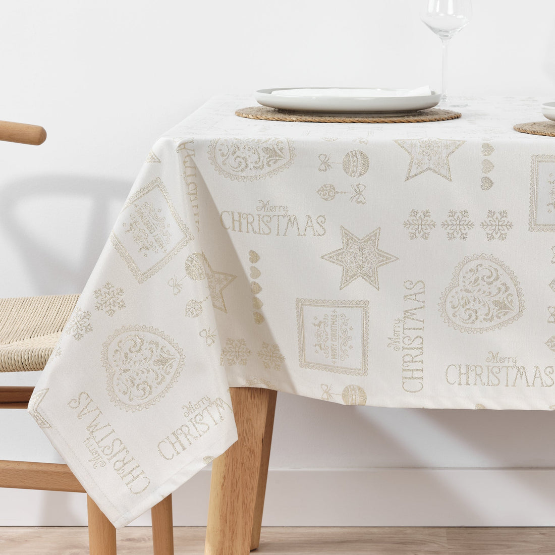 Nappe en tissu jacquard fil doré PSC4732A