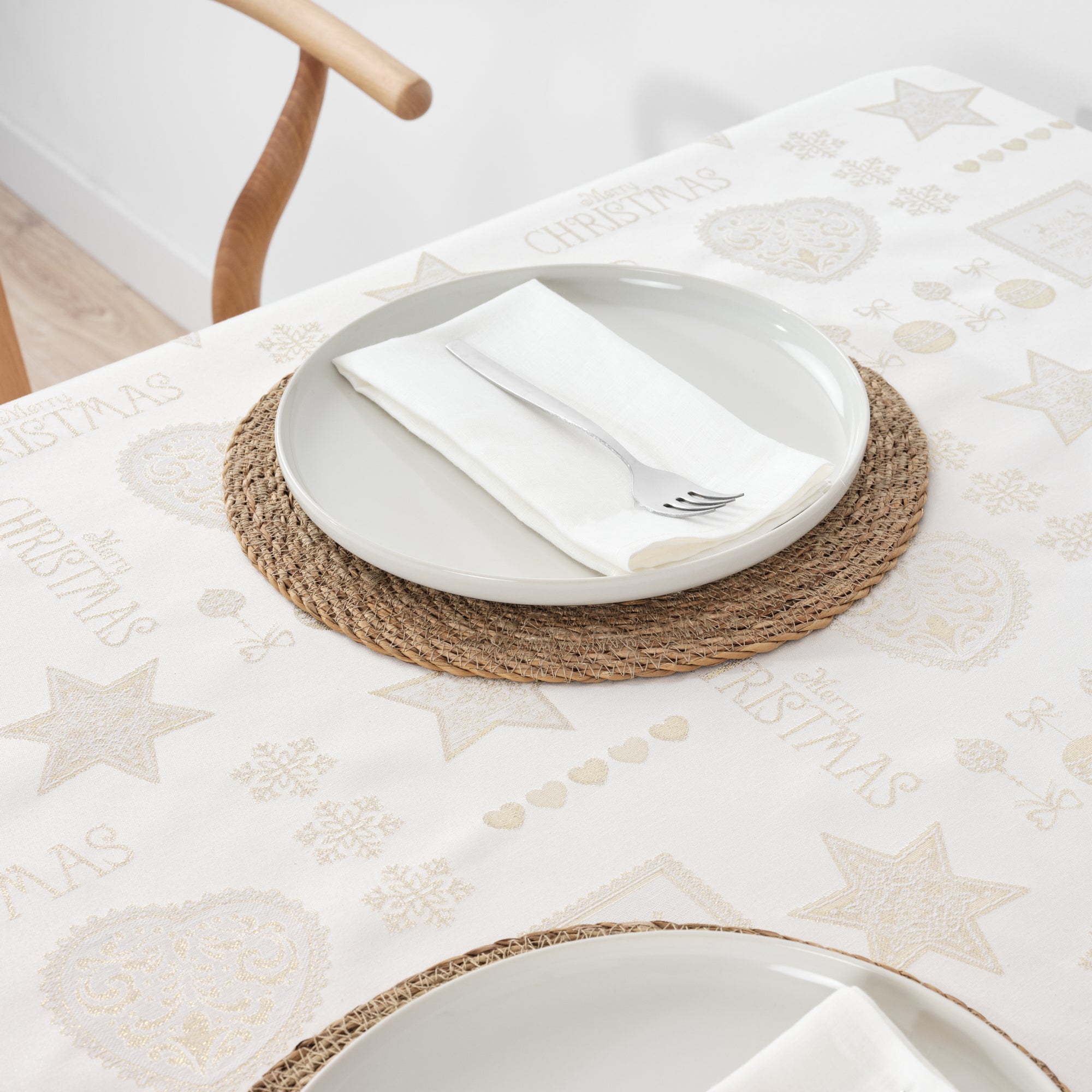 Nappe en tissu jacquard fil doré PSC4732A