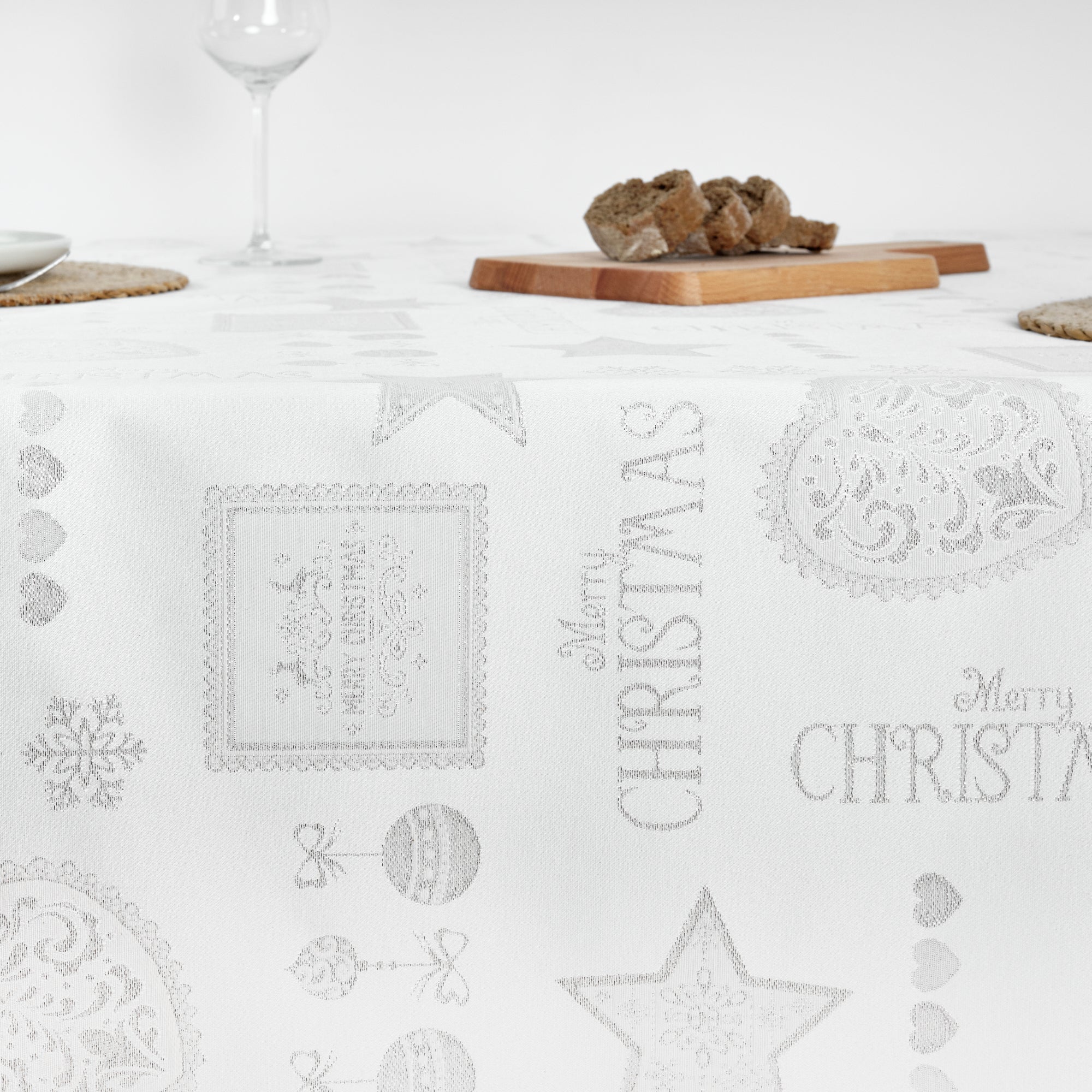 Nappe en tissu jacquard fil argent PSC4732A