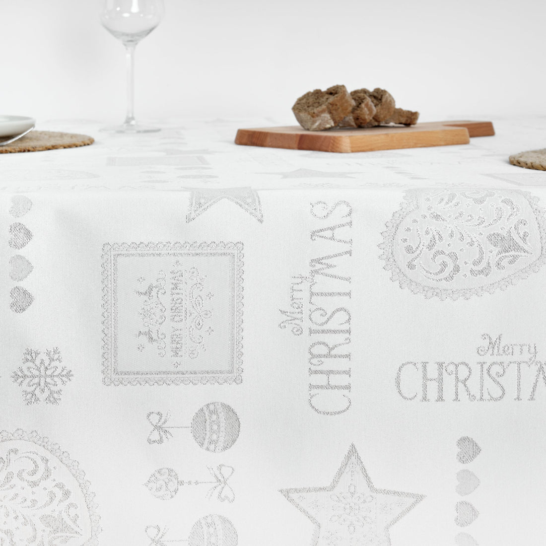 Nappe en tissu jacquard fil argent PSC4732A