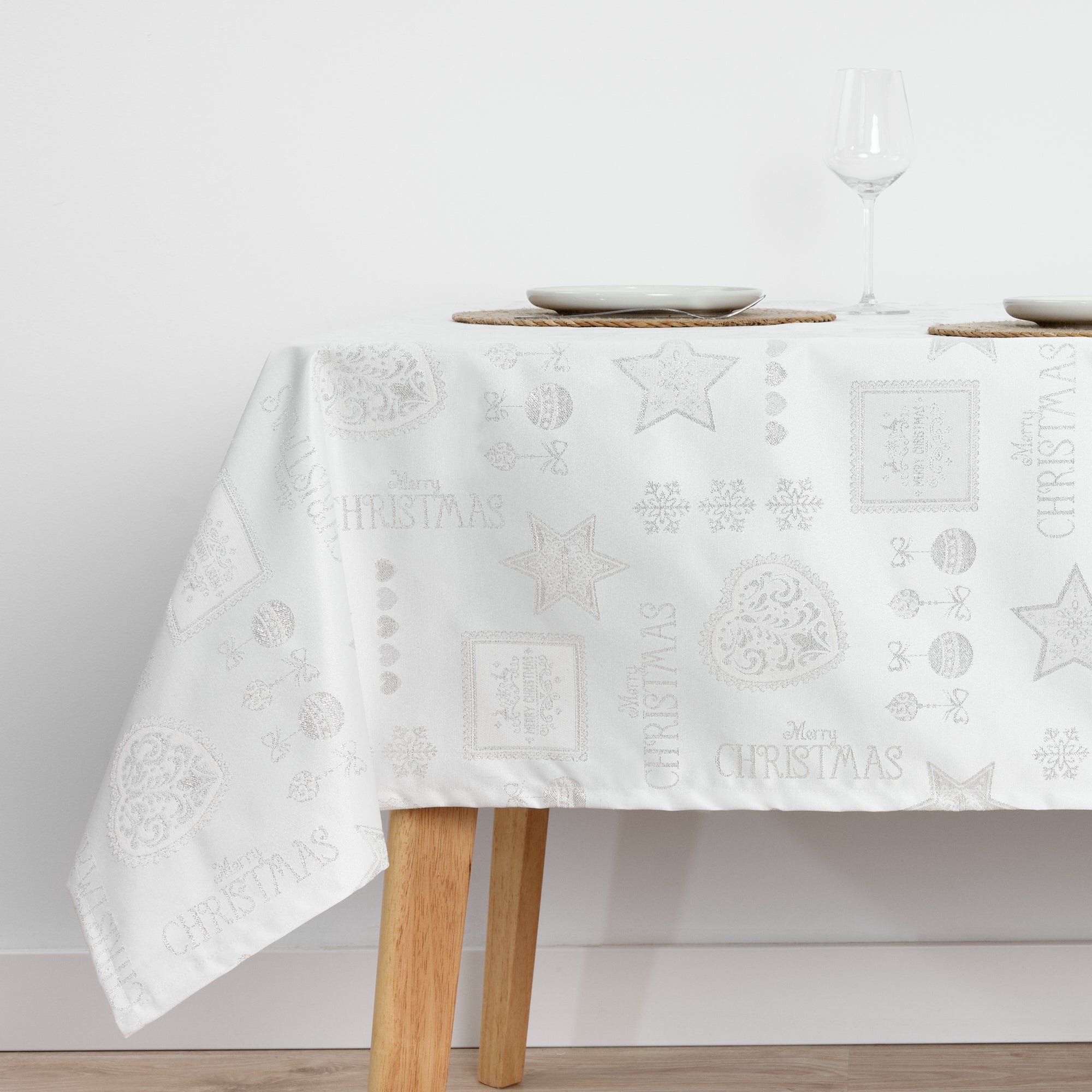 Nappe en tissu jacquard fil argent PSC4732A