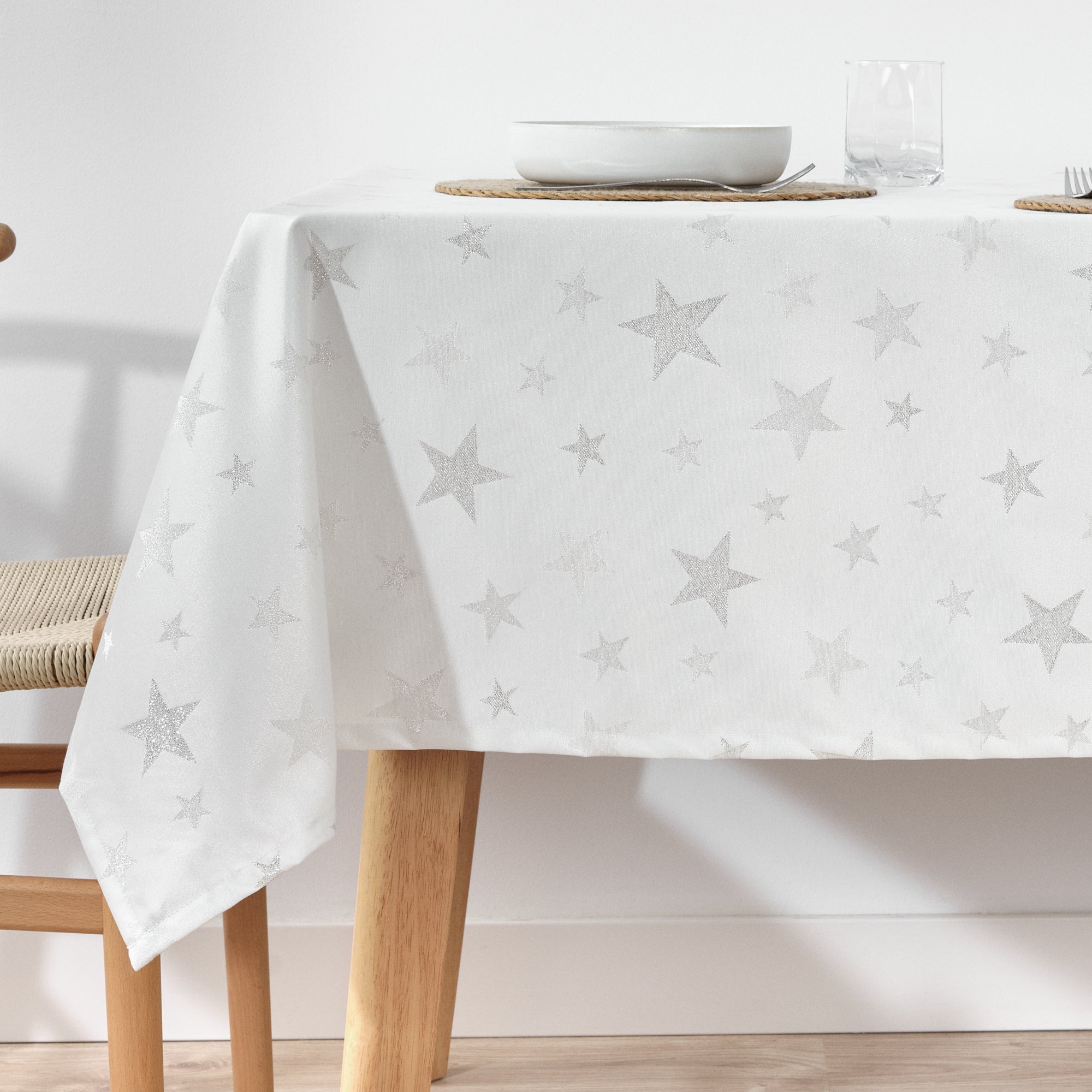 Nappe en tissu jacquard fil argent PSC4736A