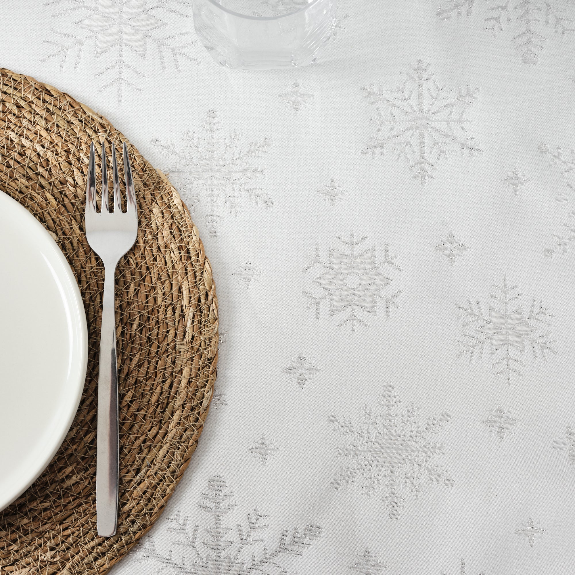 Nappe en tissu jacquard fil argent PSC4821
