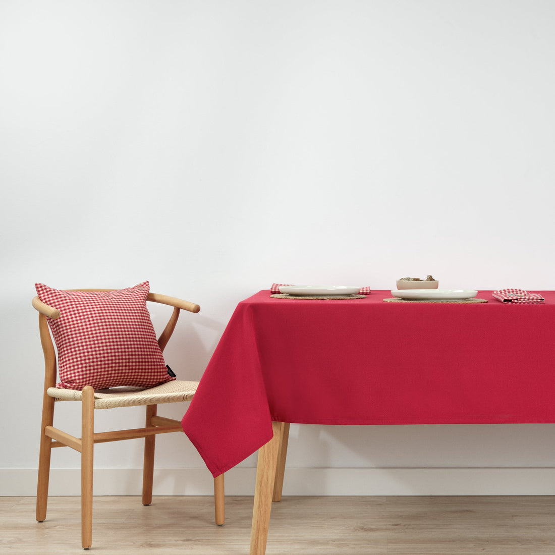 Mantel antimanchas reversible jacquard LISO ROJO