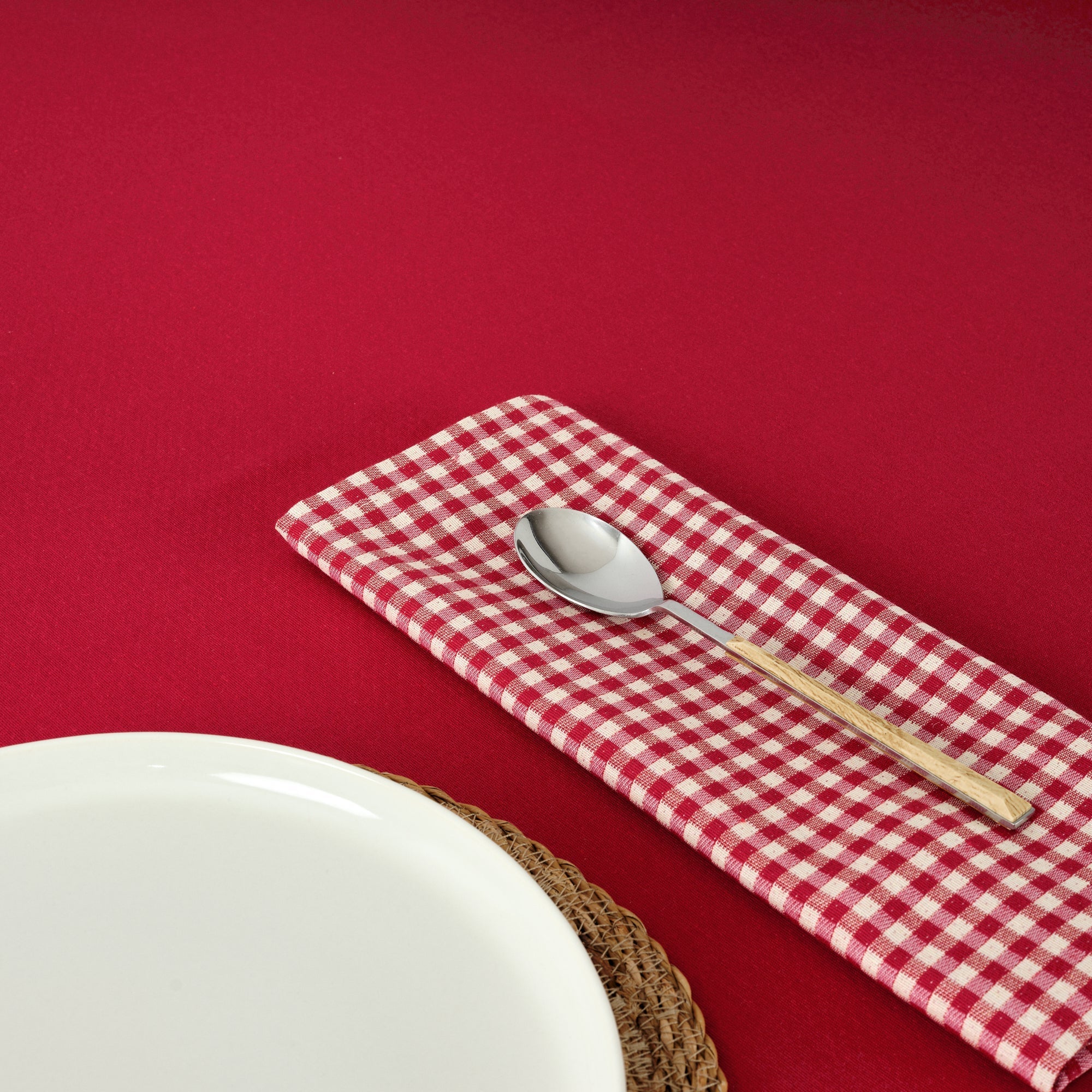 Mantel antimanchas reversible jacquard LISO ROJO