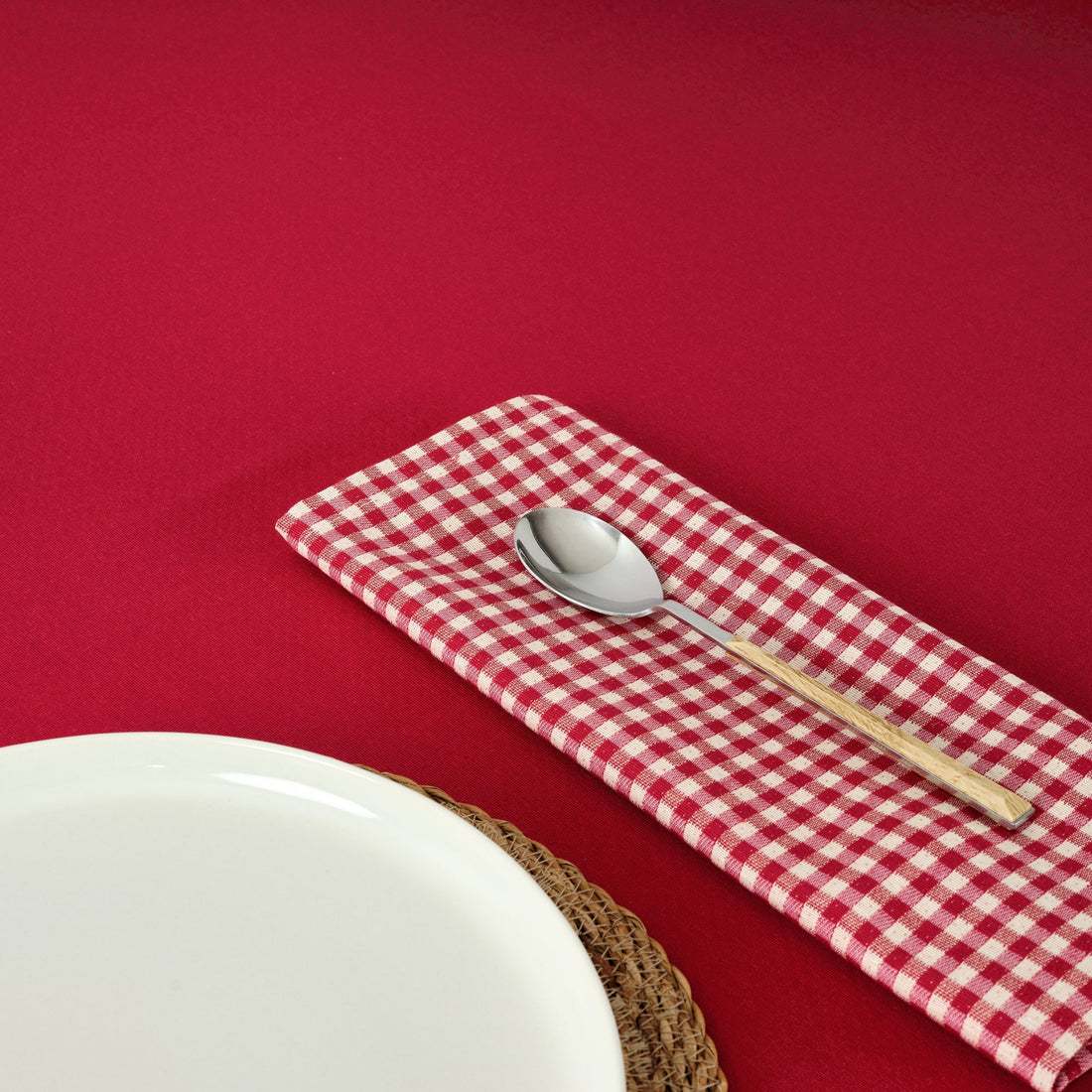 Mantel antimanchas reversible jacquard LISO ROJO