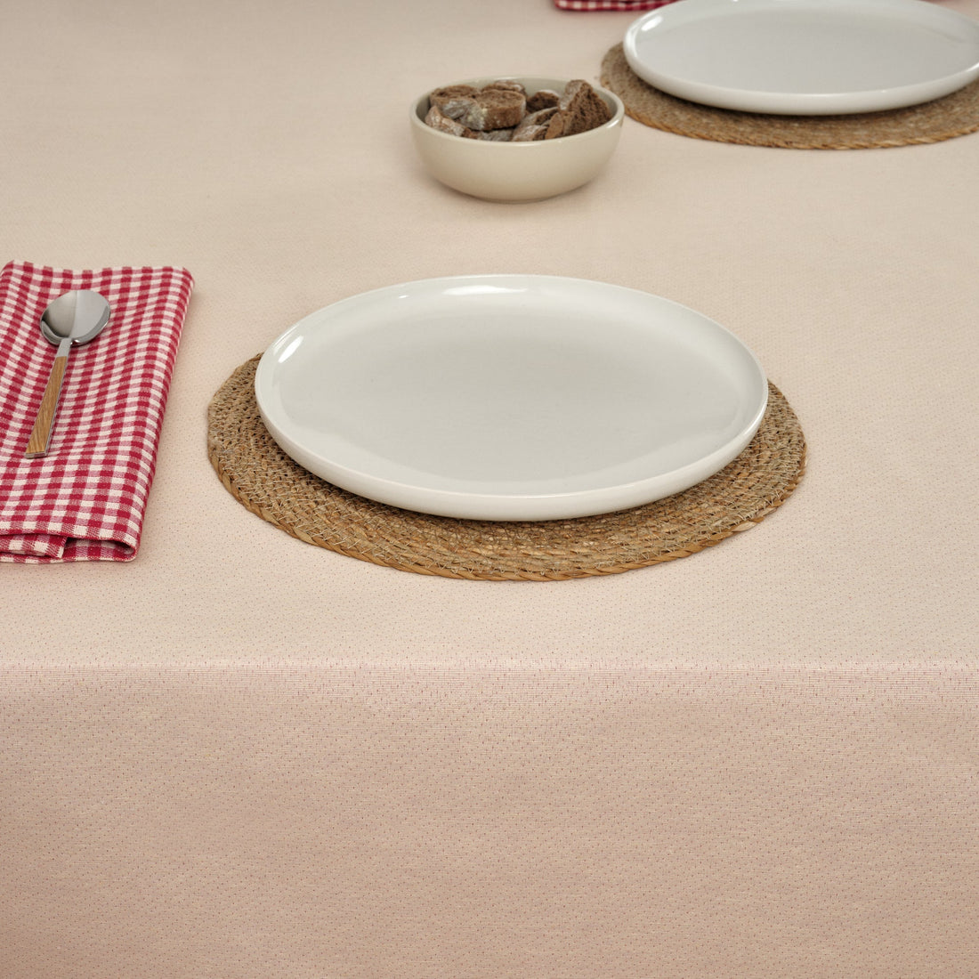 Mantel antimanchas reversible jacquard LISO ROJO