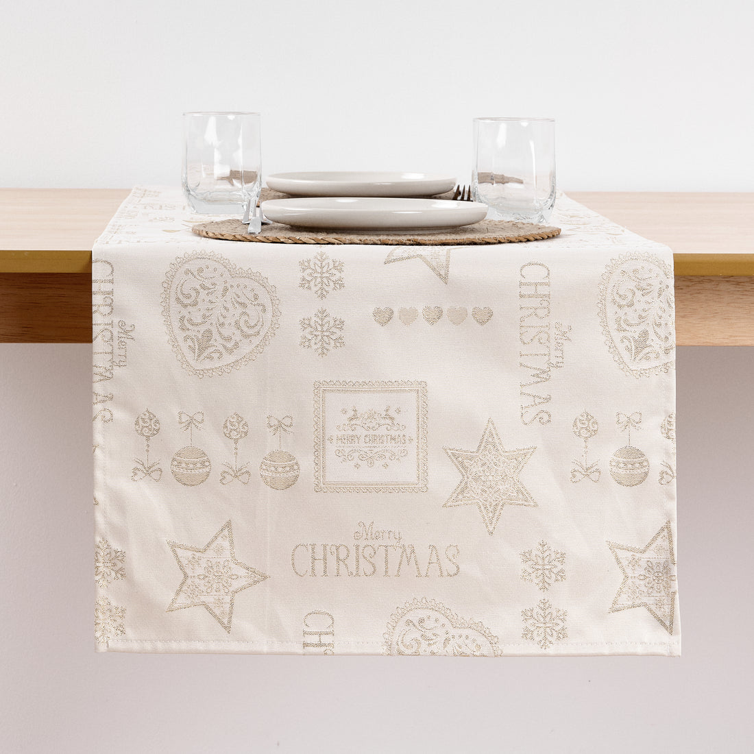 Camino de mesa jacquard hilo dorado PSC4732A 45x140 cm