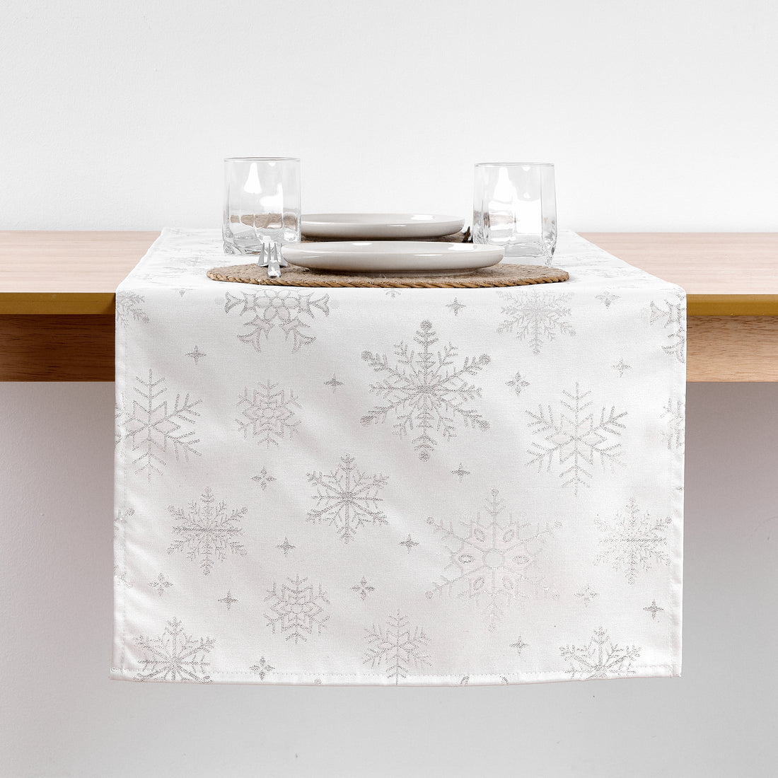 Camino de mesa jacquard hilo plateado PSC4821 45x140 cm