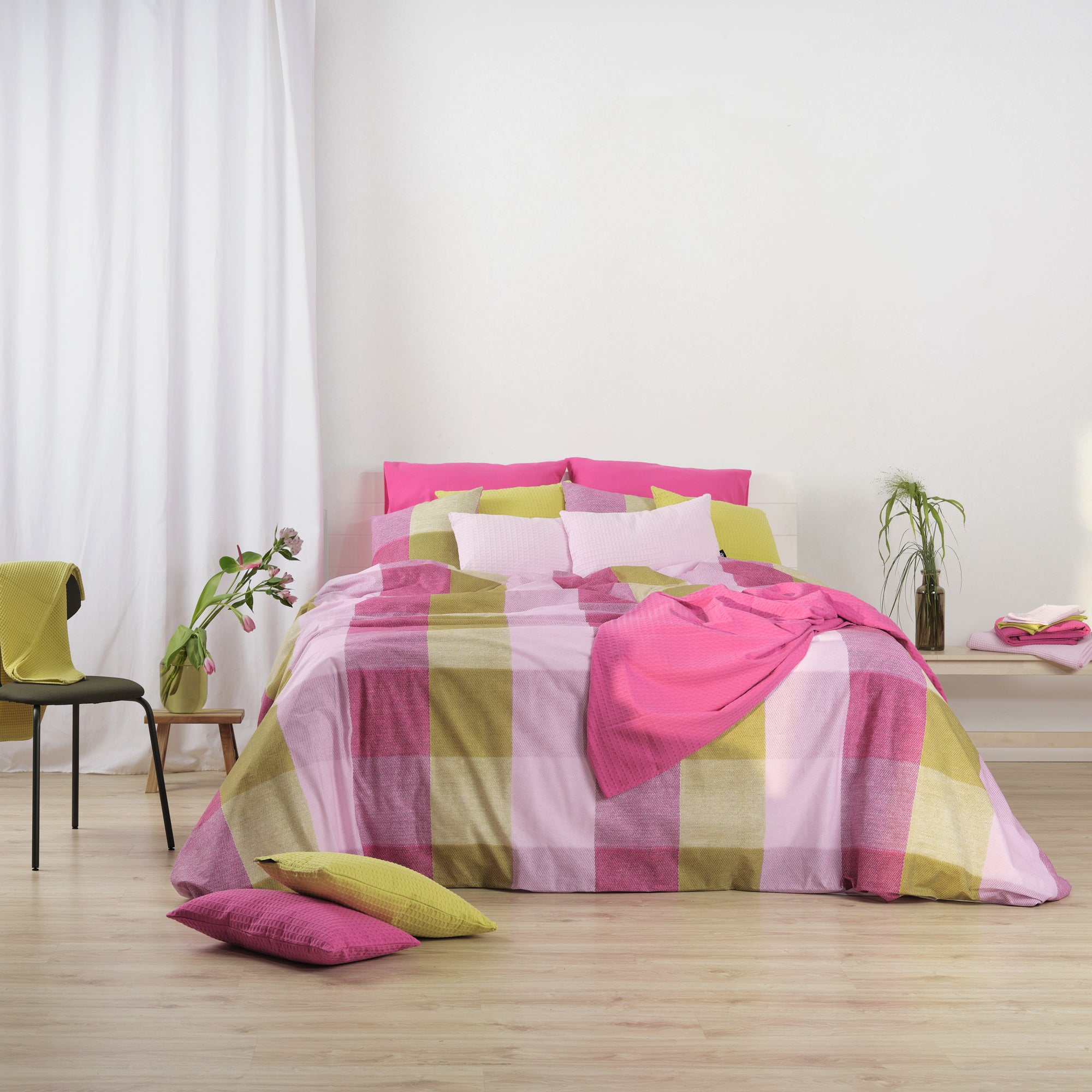 Housse de couette rose de bain 100% coton