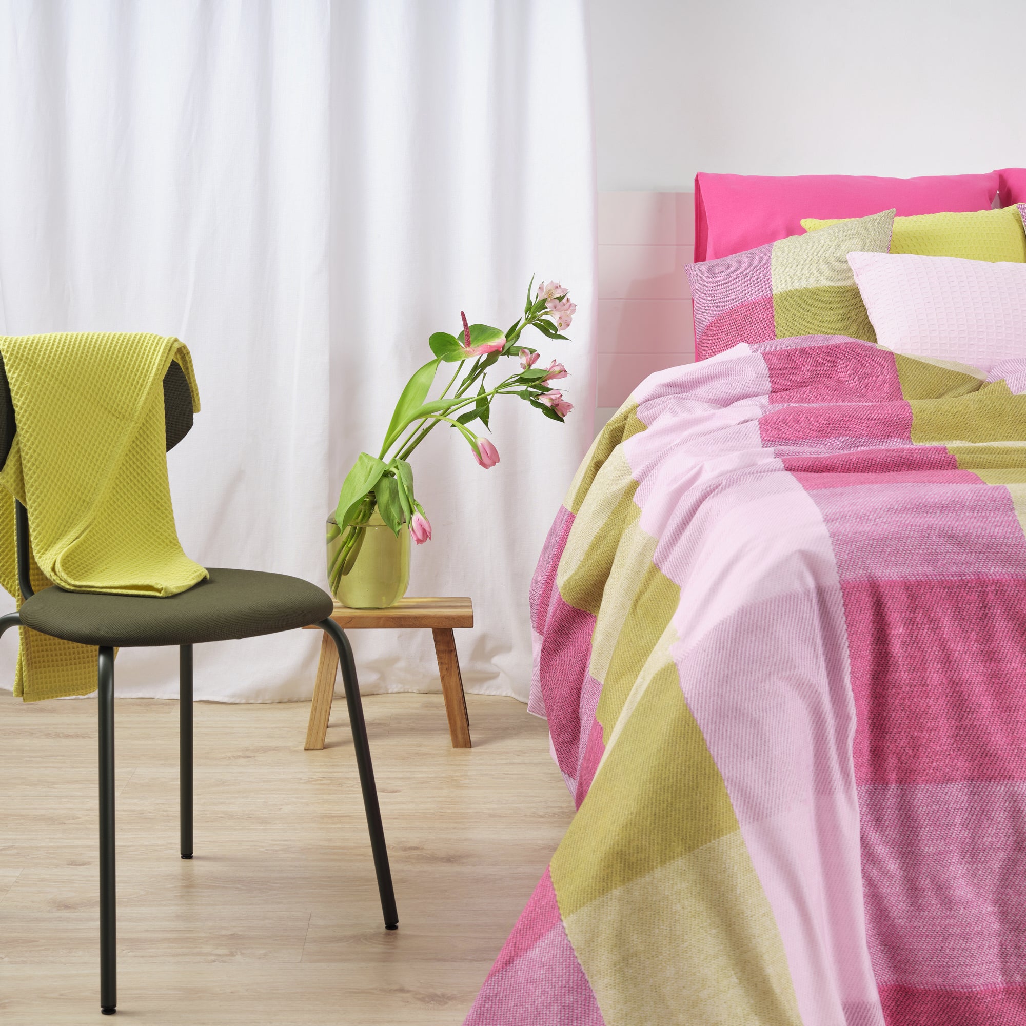 Housse de couette rose de bain 100% coton