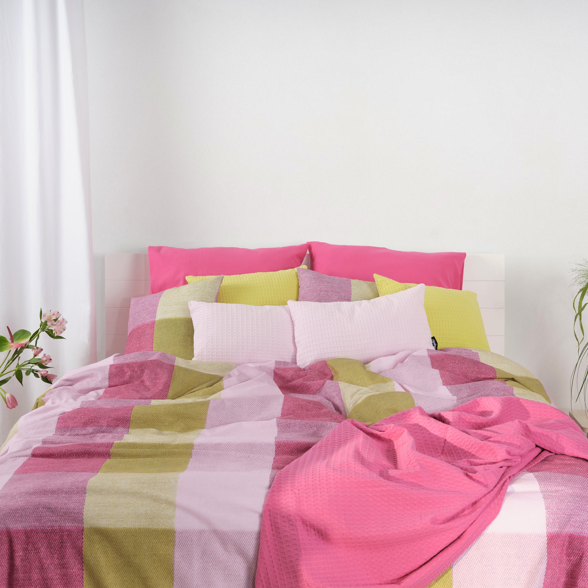 Housse de couette rose de bain 100% coton