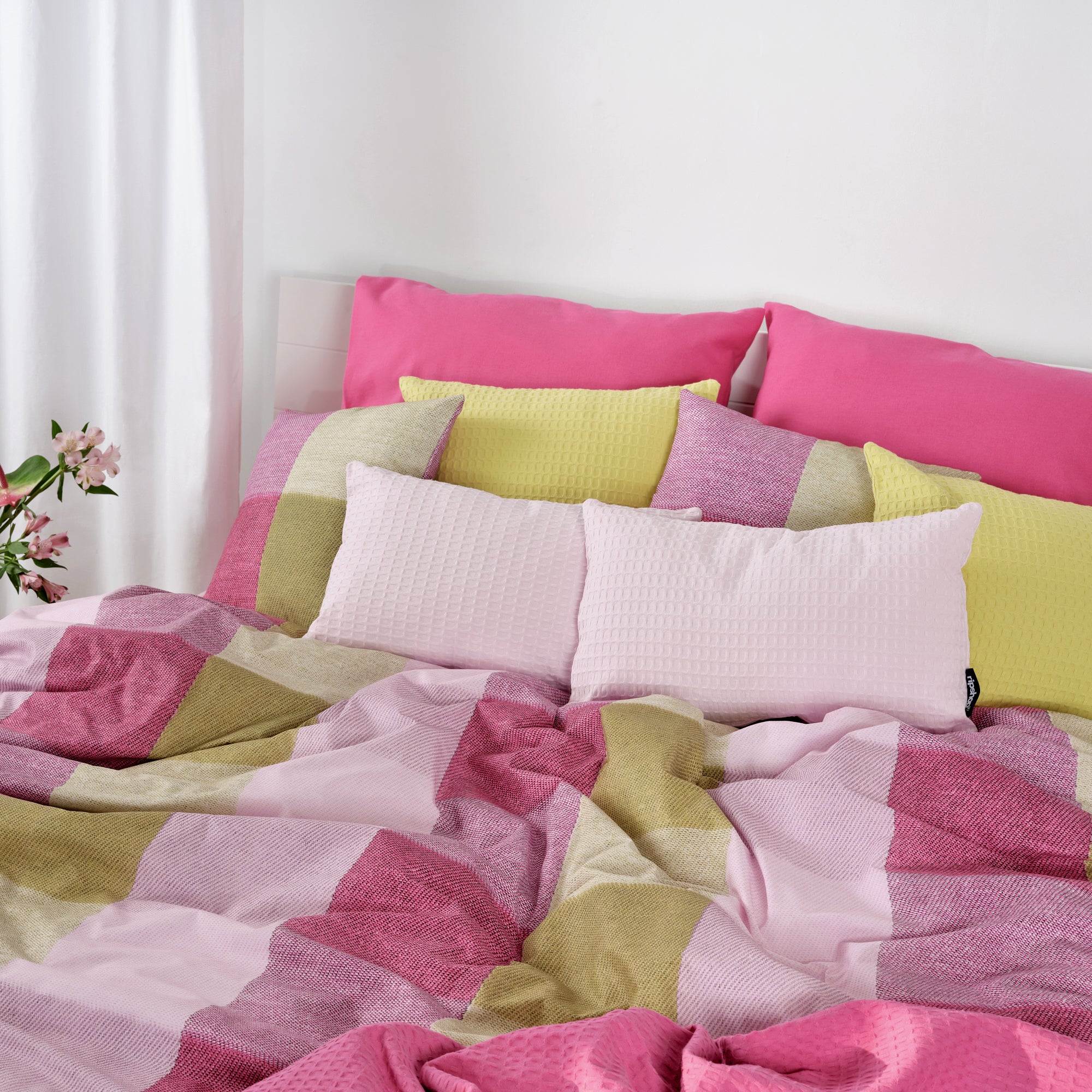 Housse de couette rose de bain 100% coton