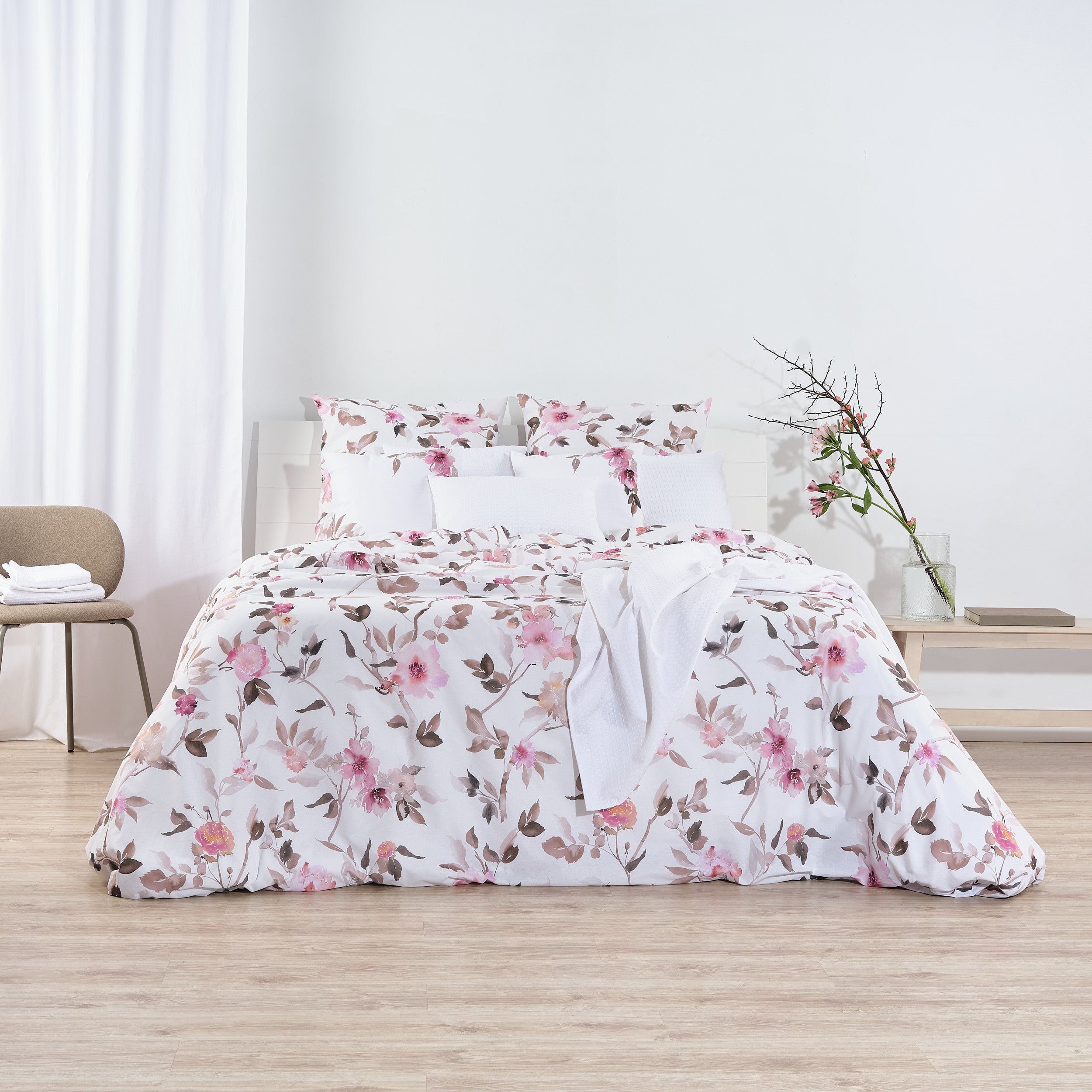 Housse de couette rose Leeds 100 % coton