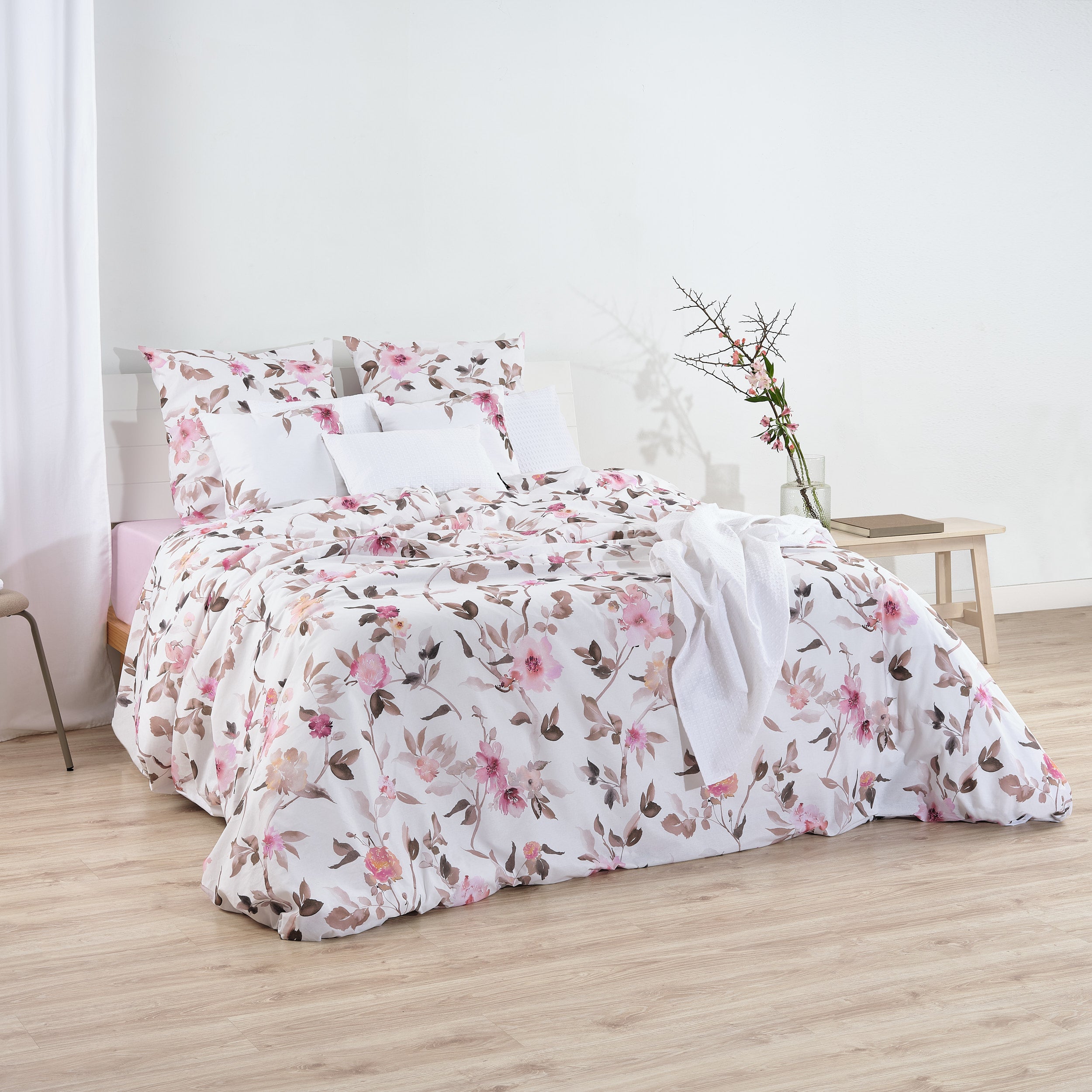 Housse de couette rose Leeds 100 % coton