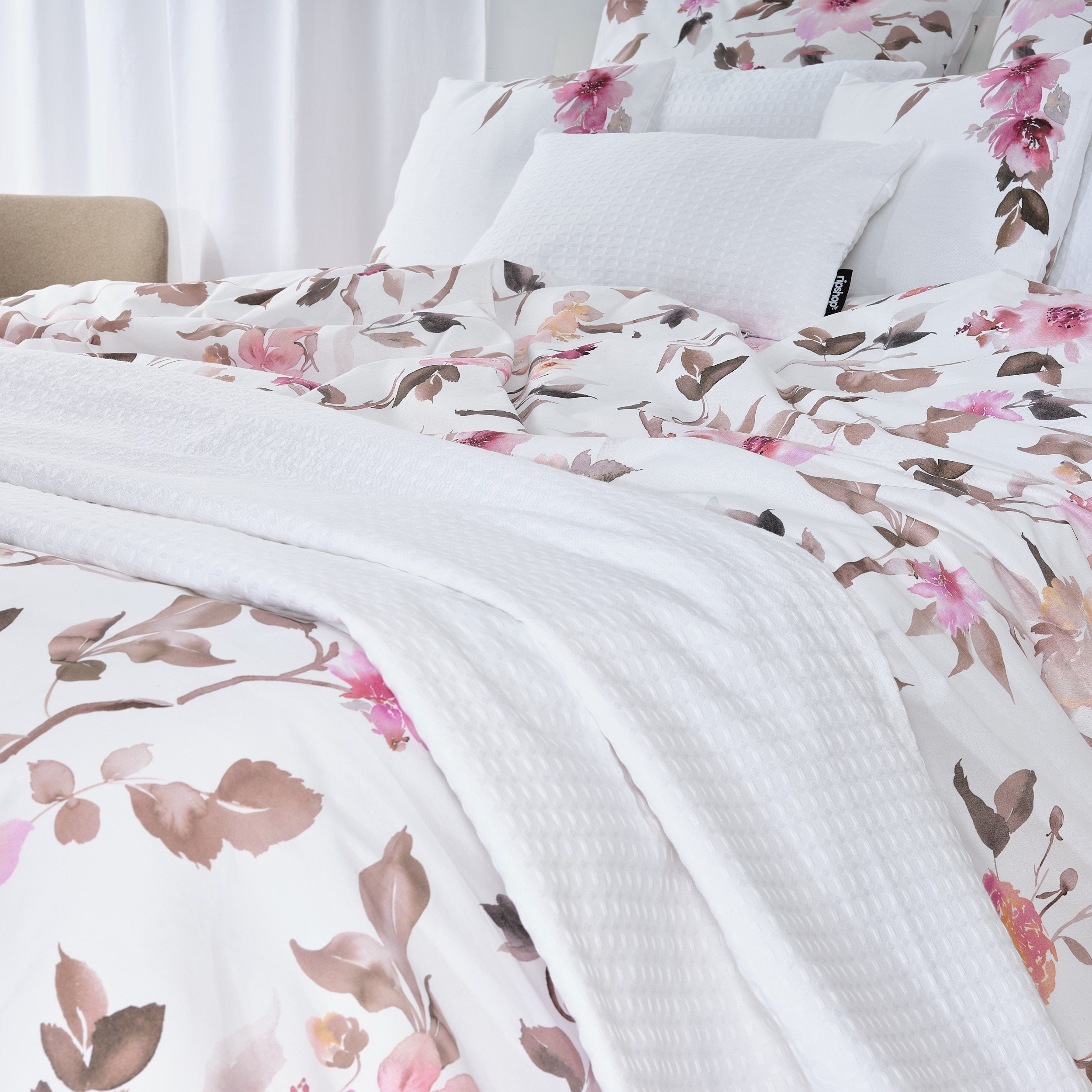 Housse de couette rose Leeds 100 % coton