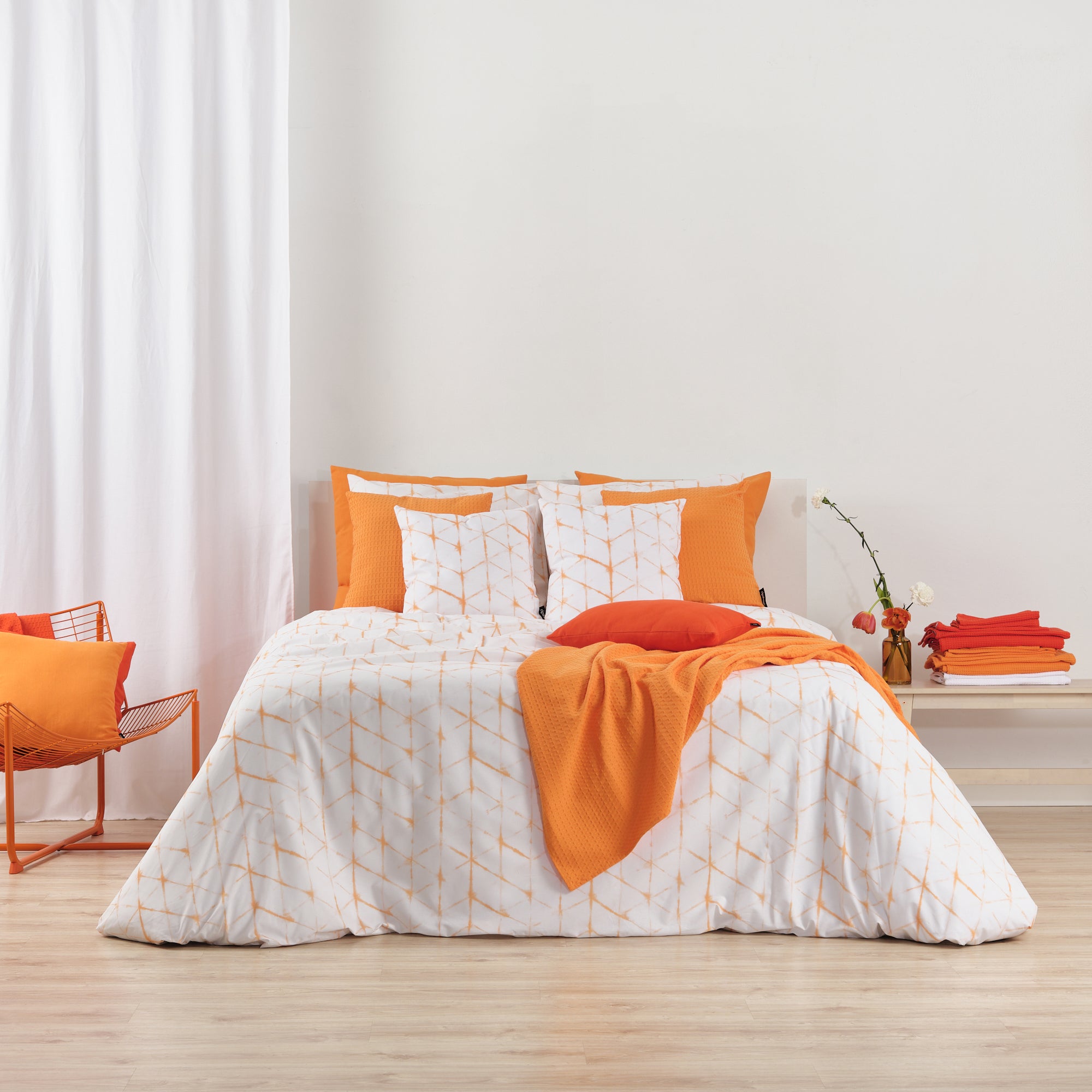 Housse de couette poireau orange 100% coton
