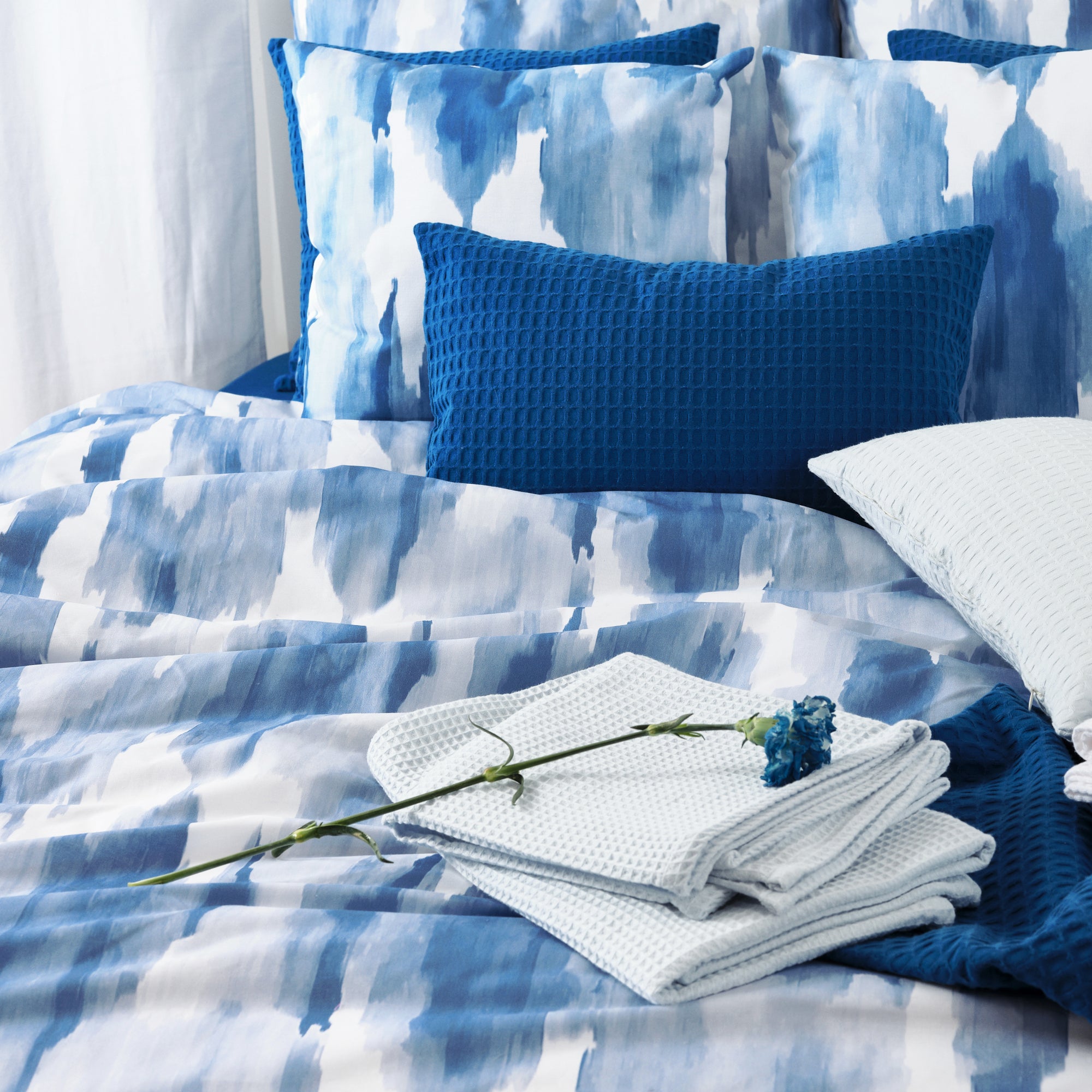 Housse de couette Luton Blue 100% coton