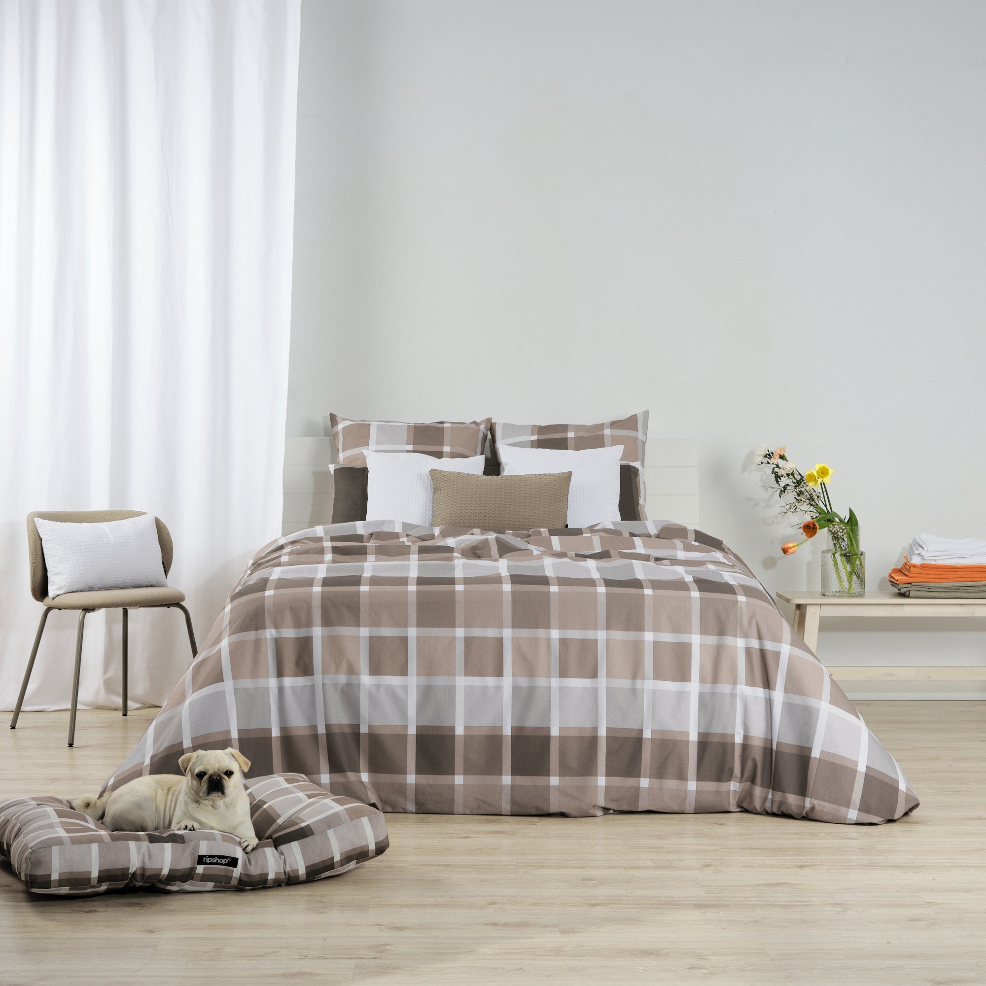 Housse de couette Sutton Brown 100% coton