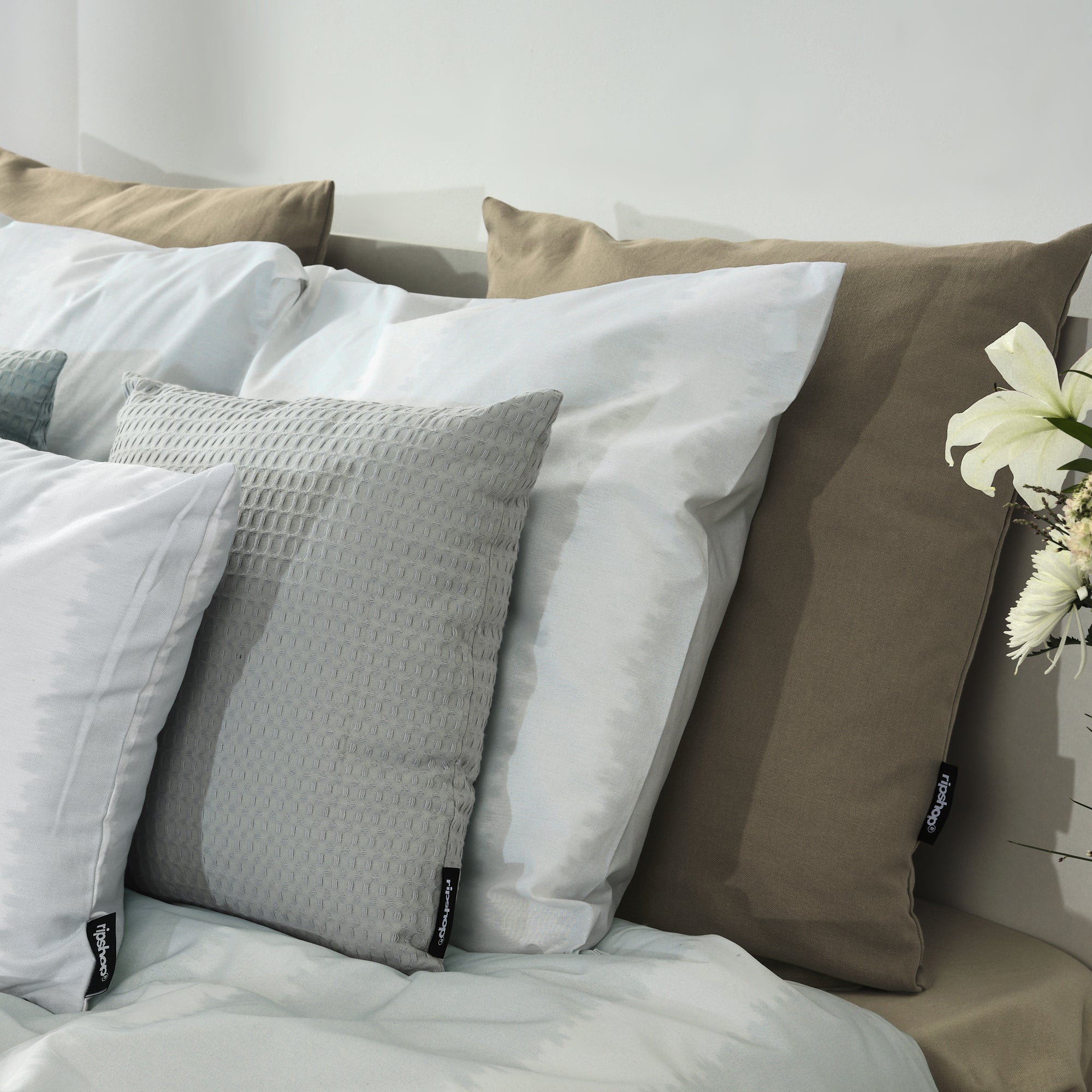 Housse de coussin 100% lin marron