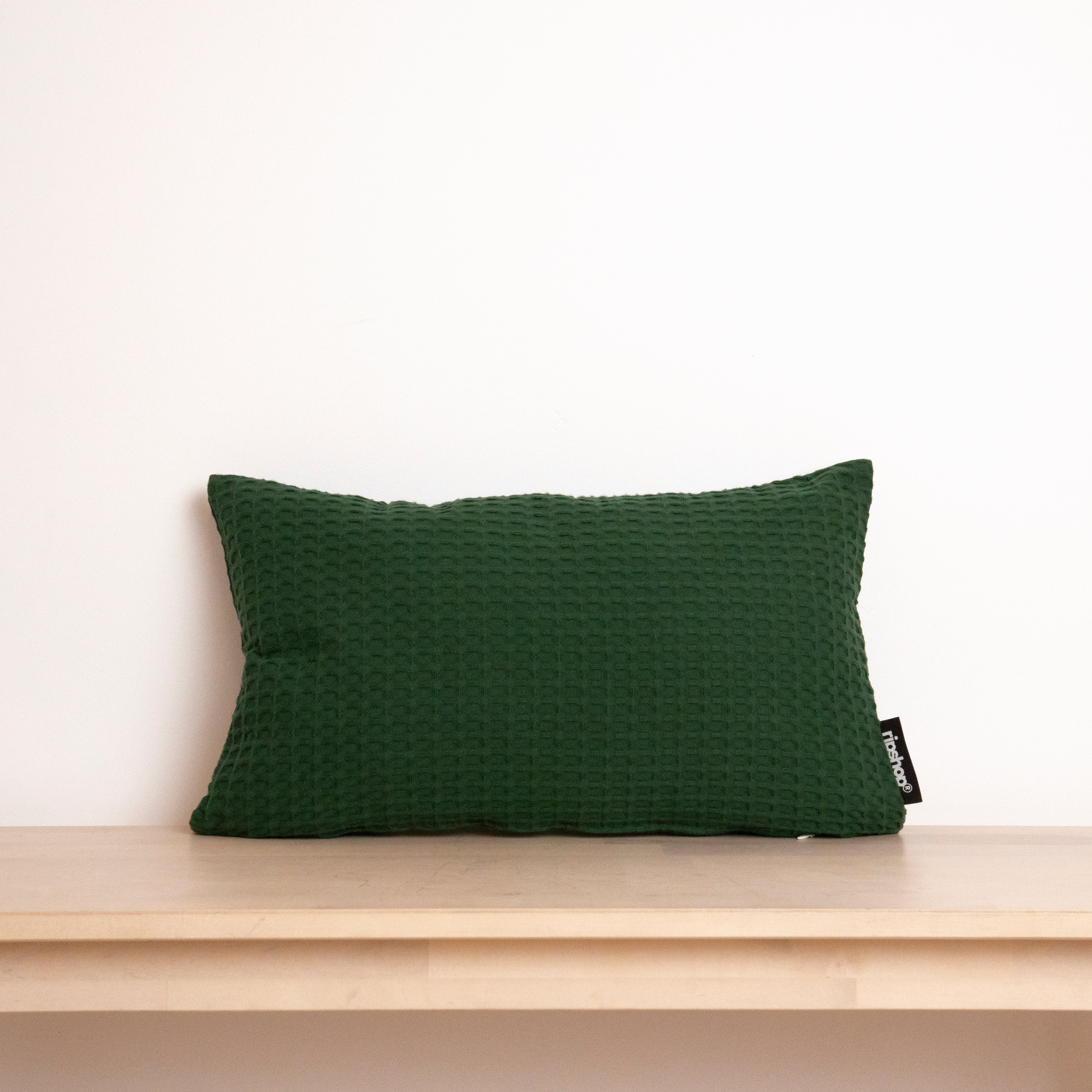 Housse de coussin gaufré 100% coton Vert Bouteille 30x50 cm