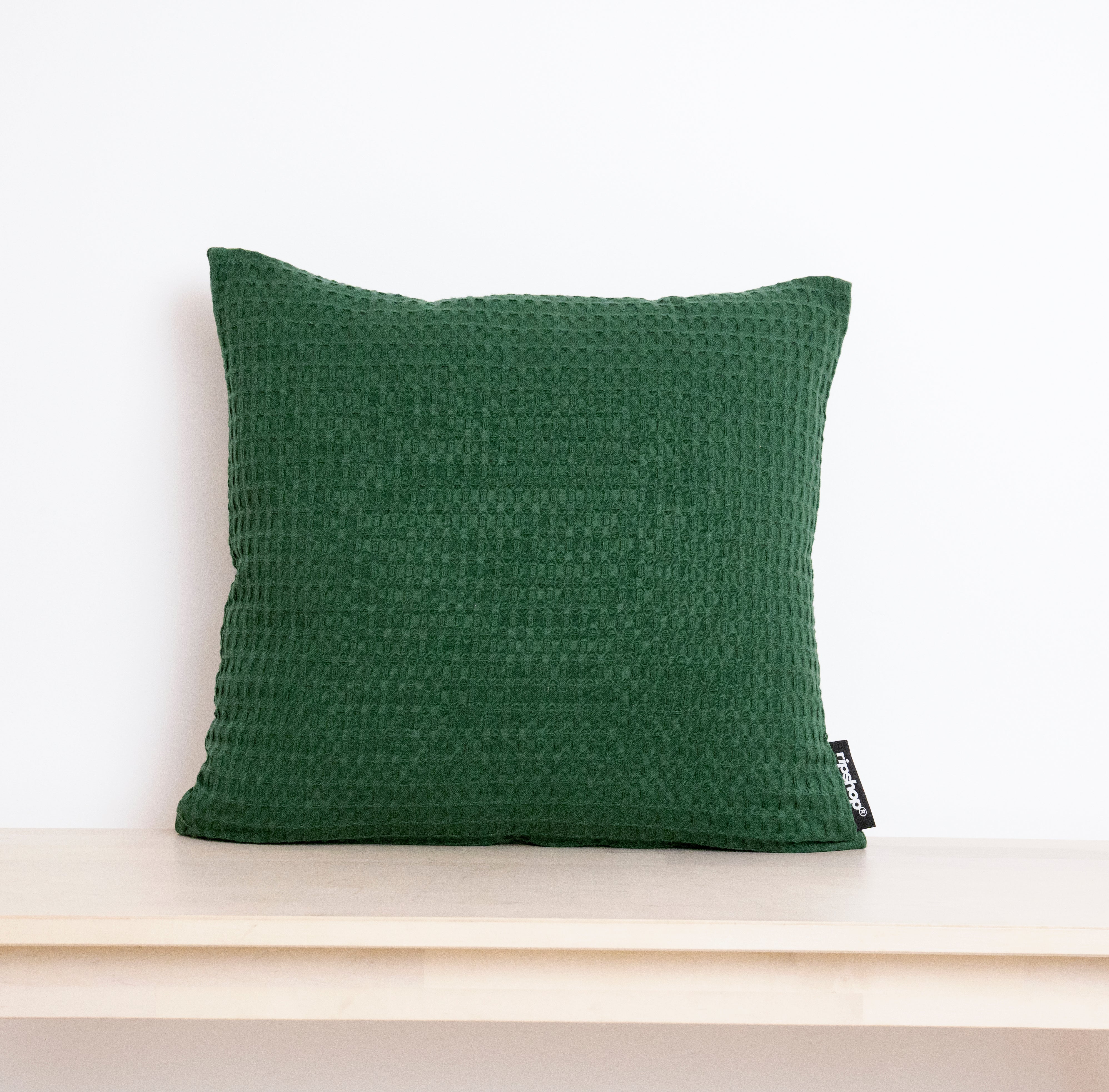 Housse de coussin gaufré 100% coton Vert Bouteille