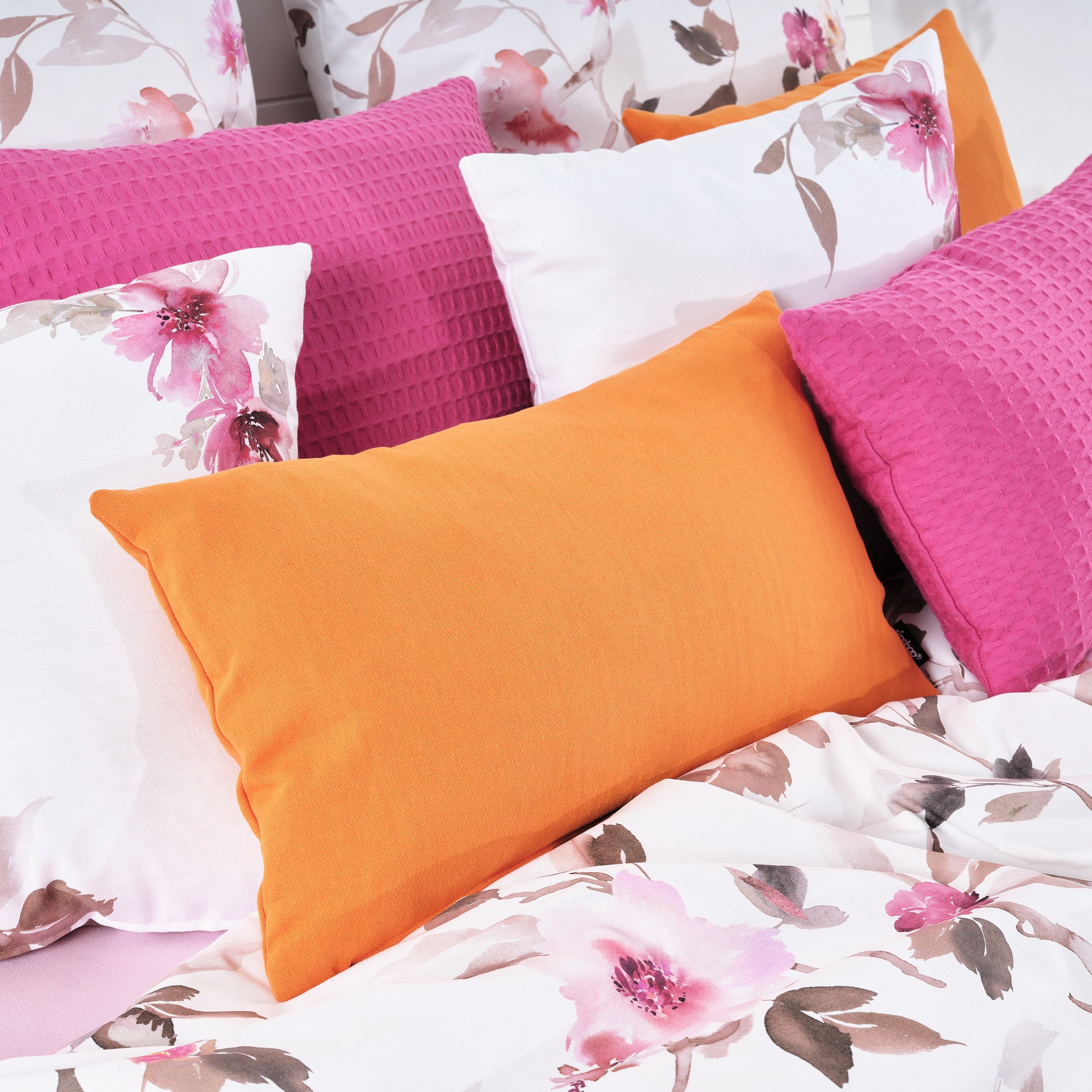 Housse de coussin 100% lin Orange clair 30x50 cm