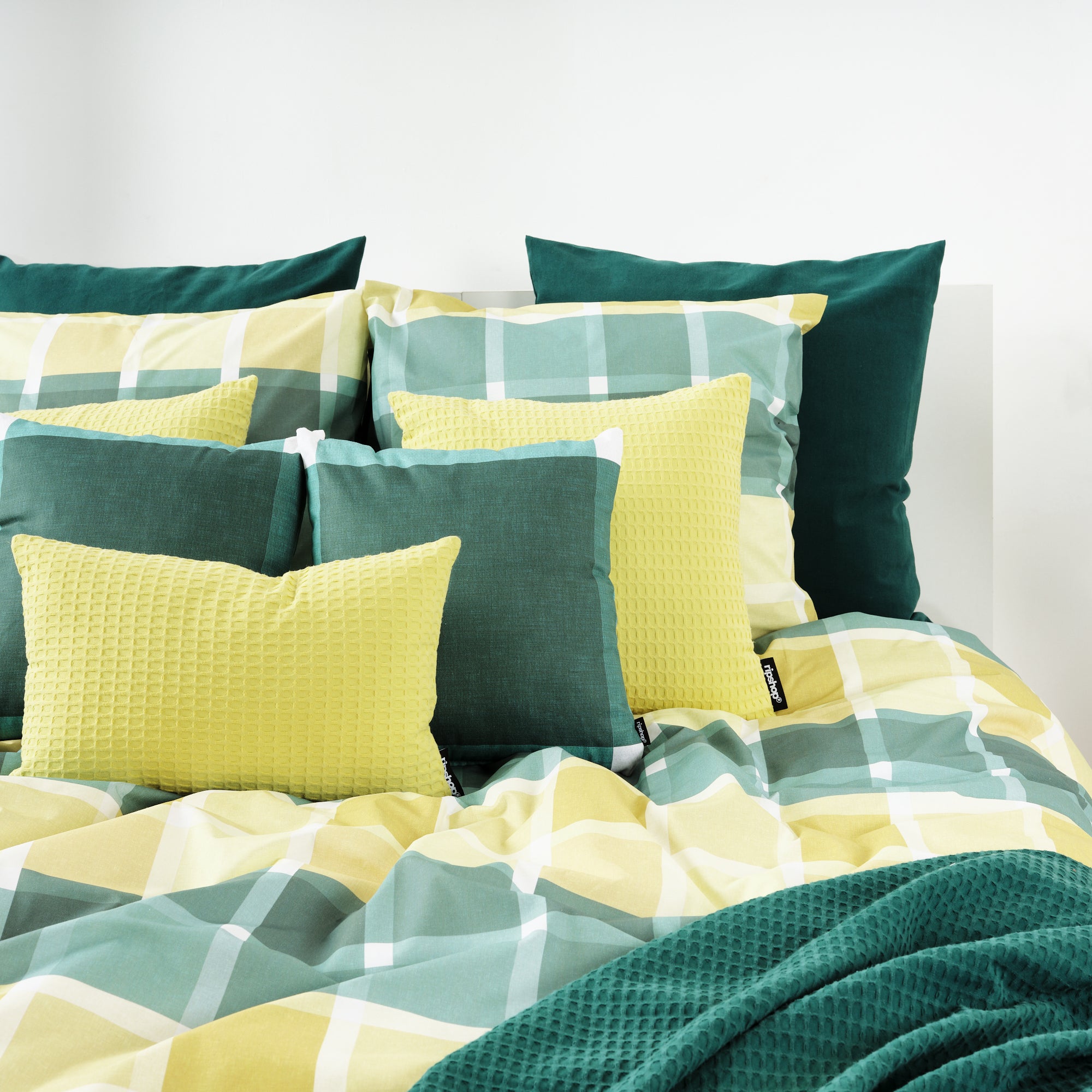 Waffle cushion cover 100% cotton Light Green 30x50 cm