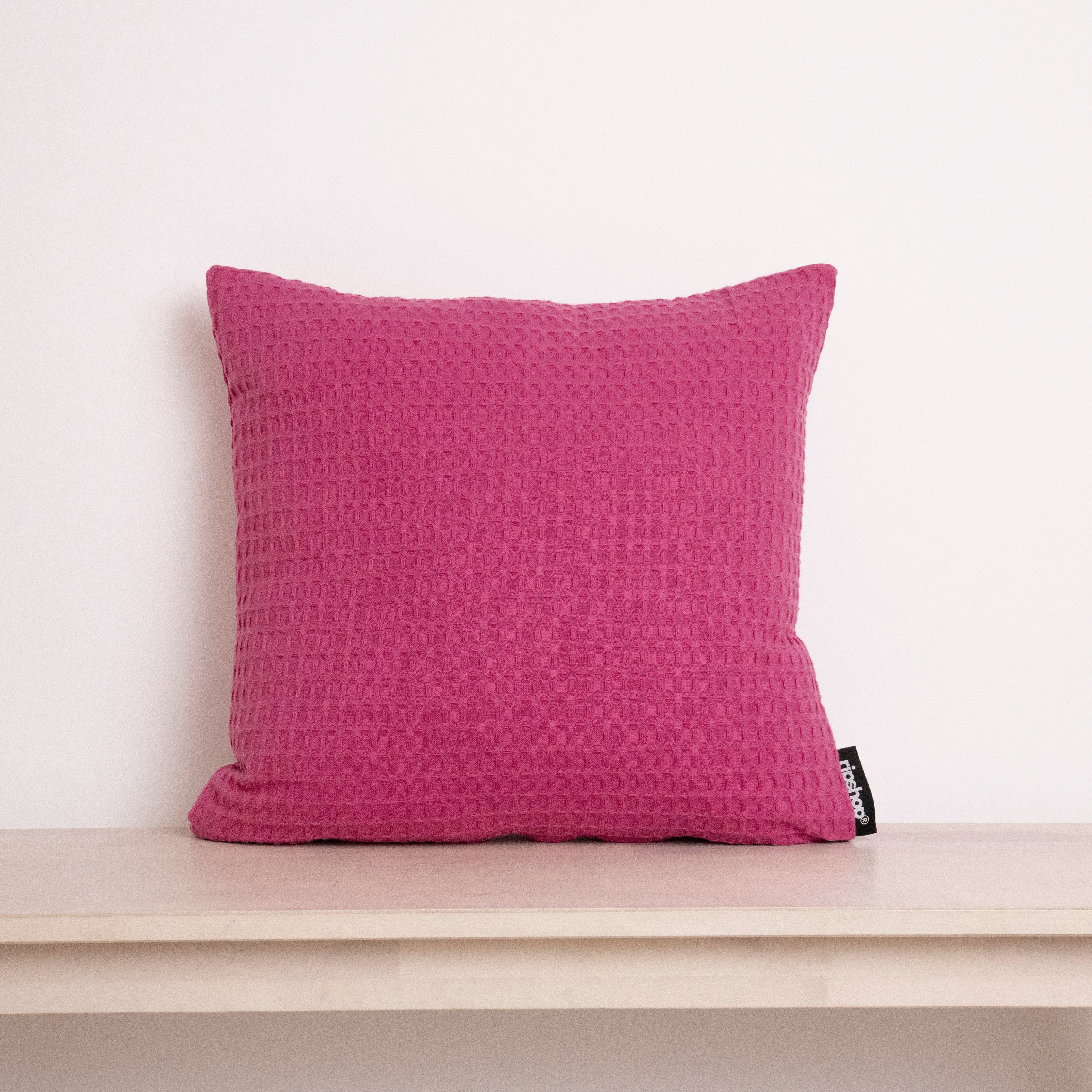 Housse de coussin gaufré 100% coton Fuchsia
