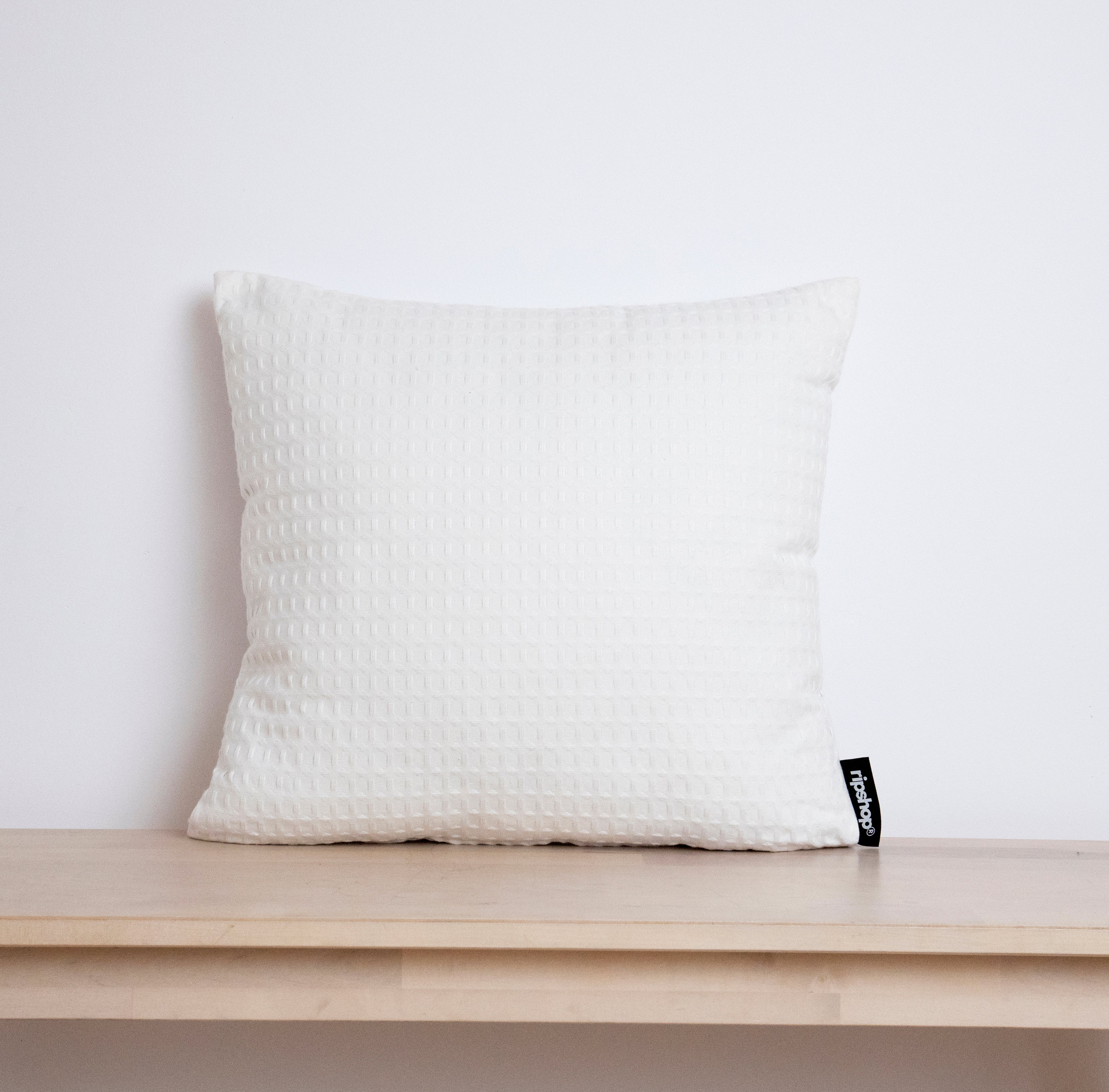 Housse de coussin gaufré 100% coton Blanc Optique