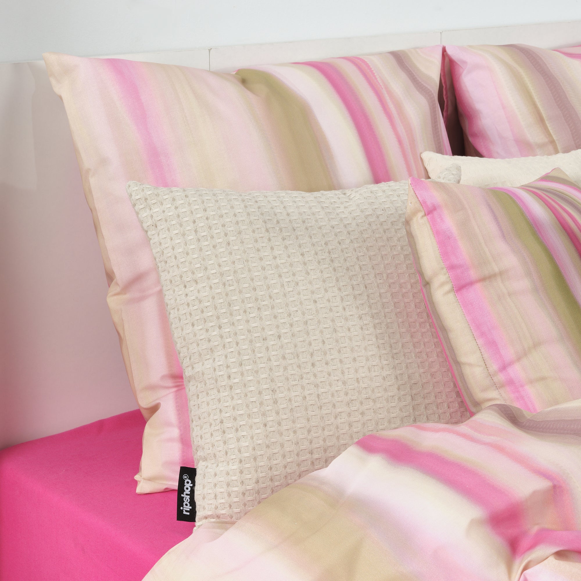 Housse de coussin gaufré 100% coton lin