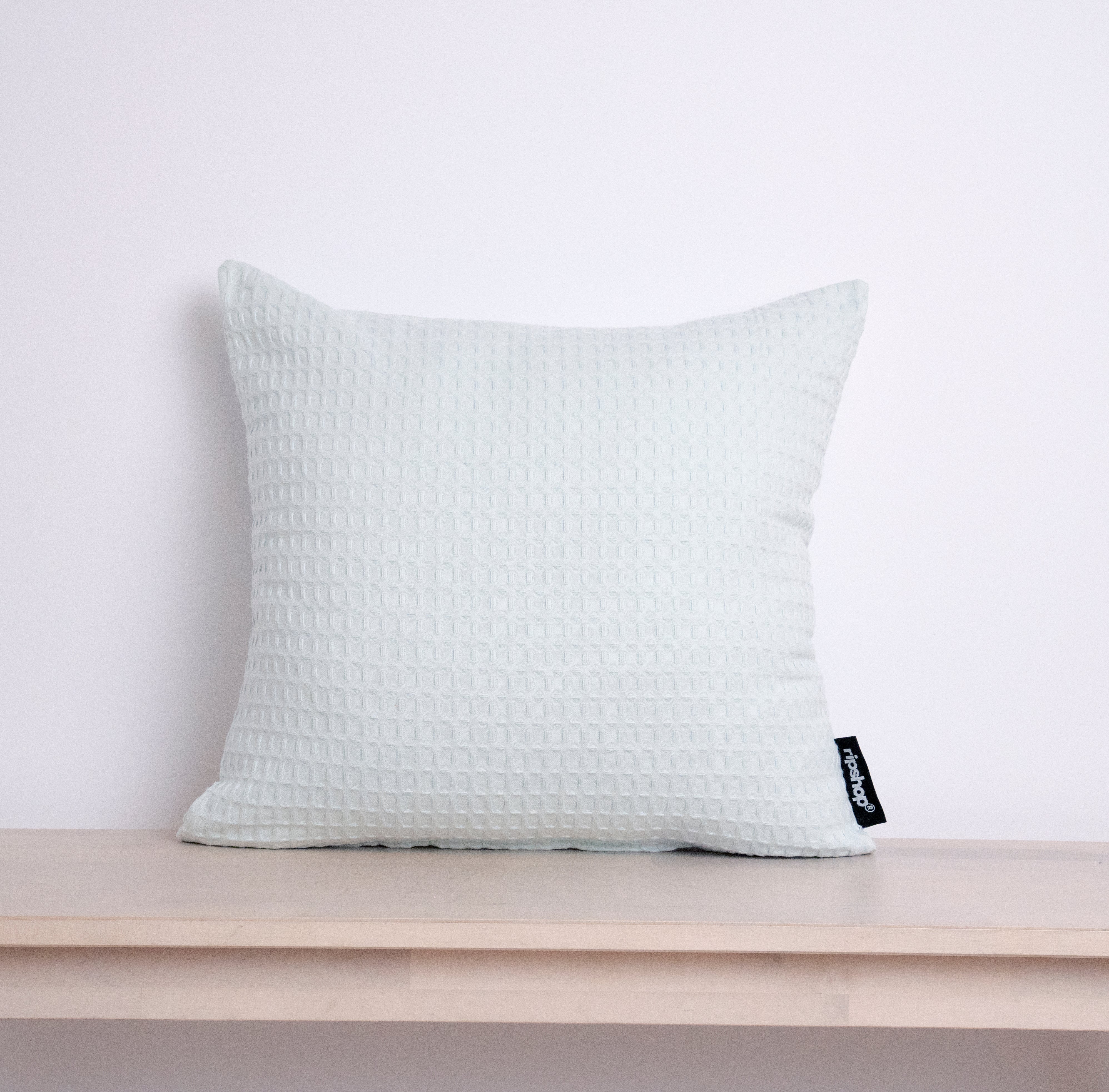 Housse de coussin gaufré 100% coton Menthe
