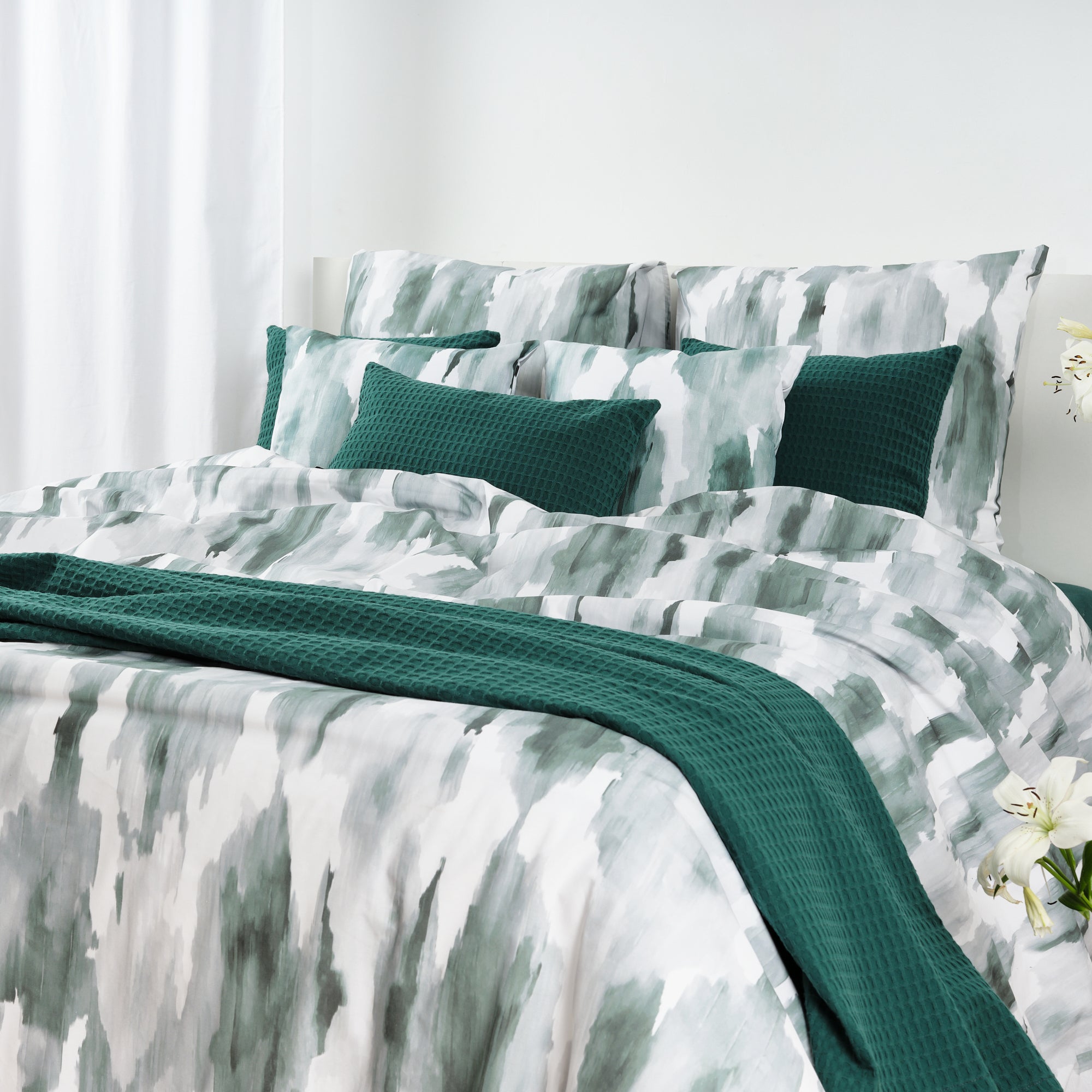 Plaid Waffle 100% algodón Esmeralda